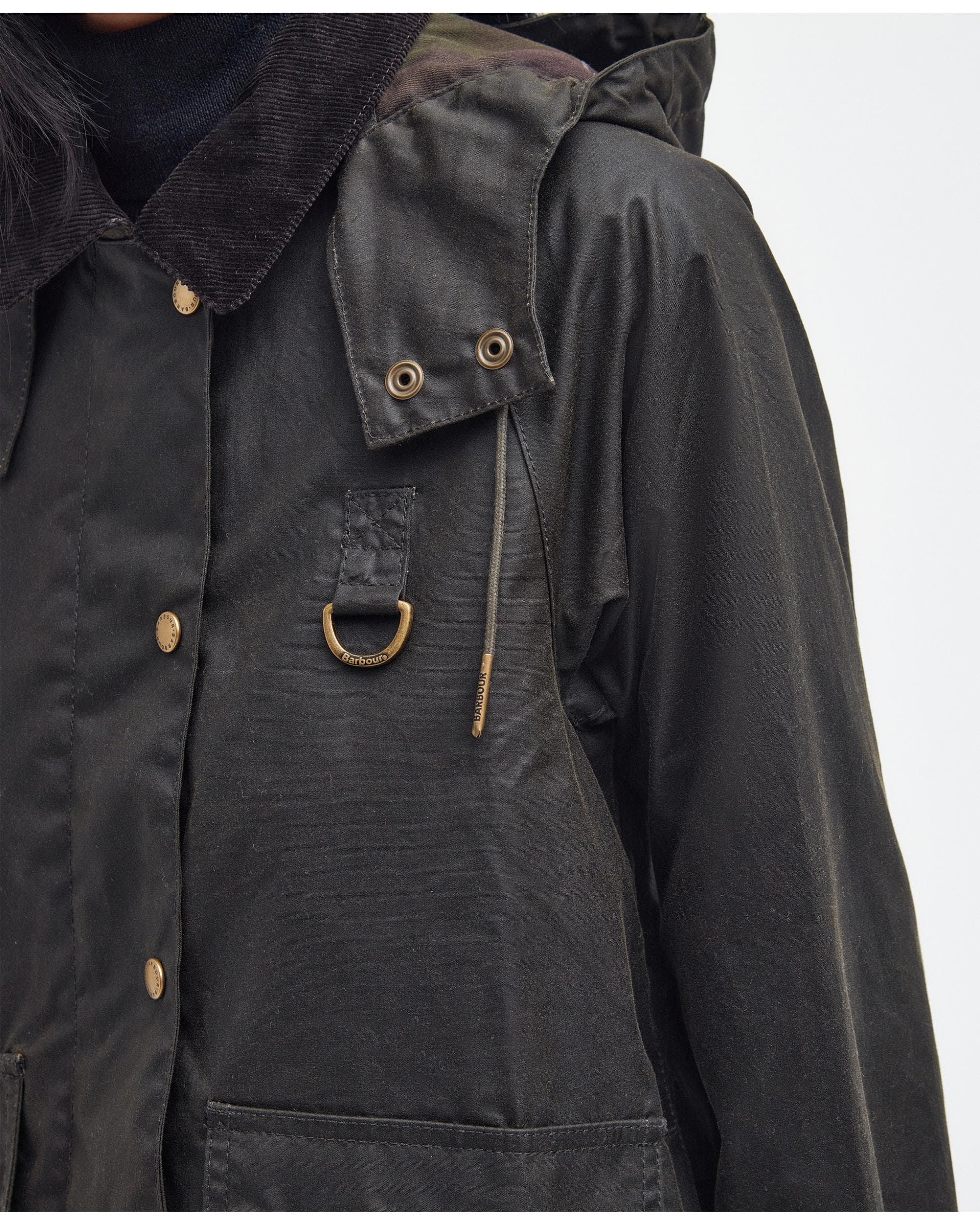 Barbour Avon Wax Womens Jacket - Olive/Classic - Image 7