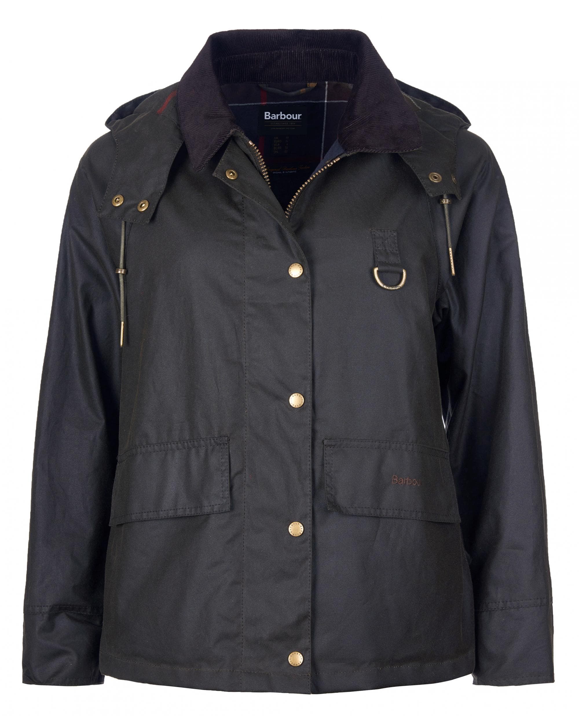Barbour Avon Wax Womens Jacket - Olive/Classic - Image 9