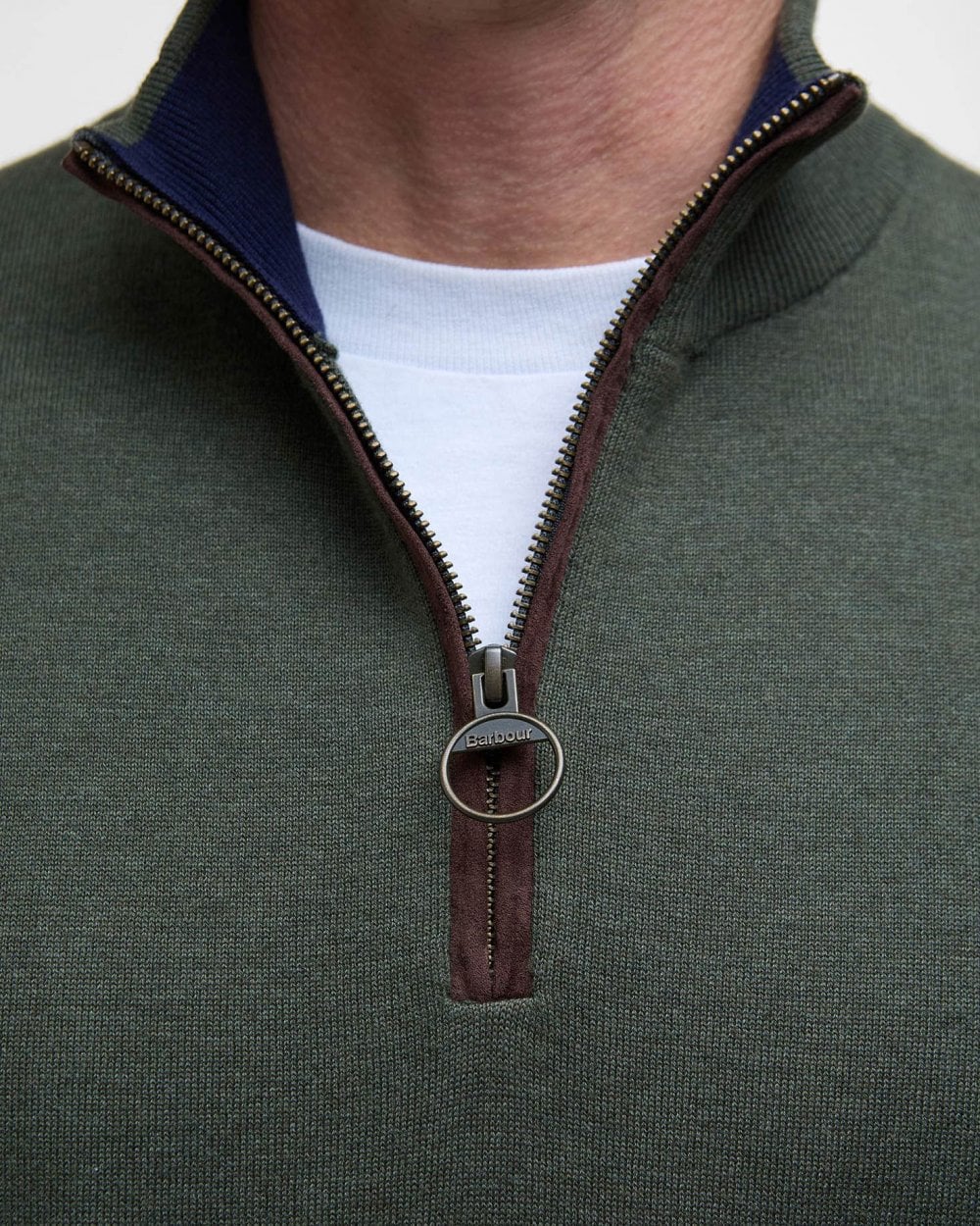 Barbour Bayfield Mens Half Zip Jumper - Mid Olive - Image 4
