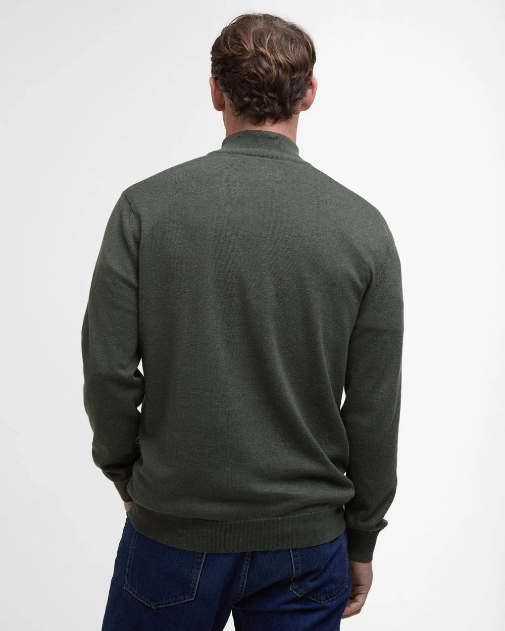 Barbour Bayfield Mens Half Zip Jumper - Mid Olive - Image 6