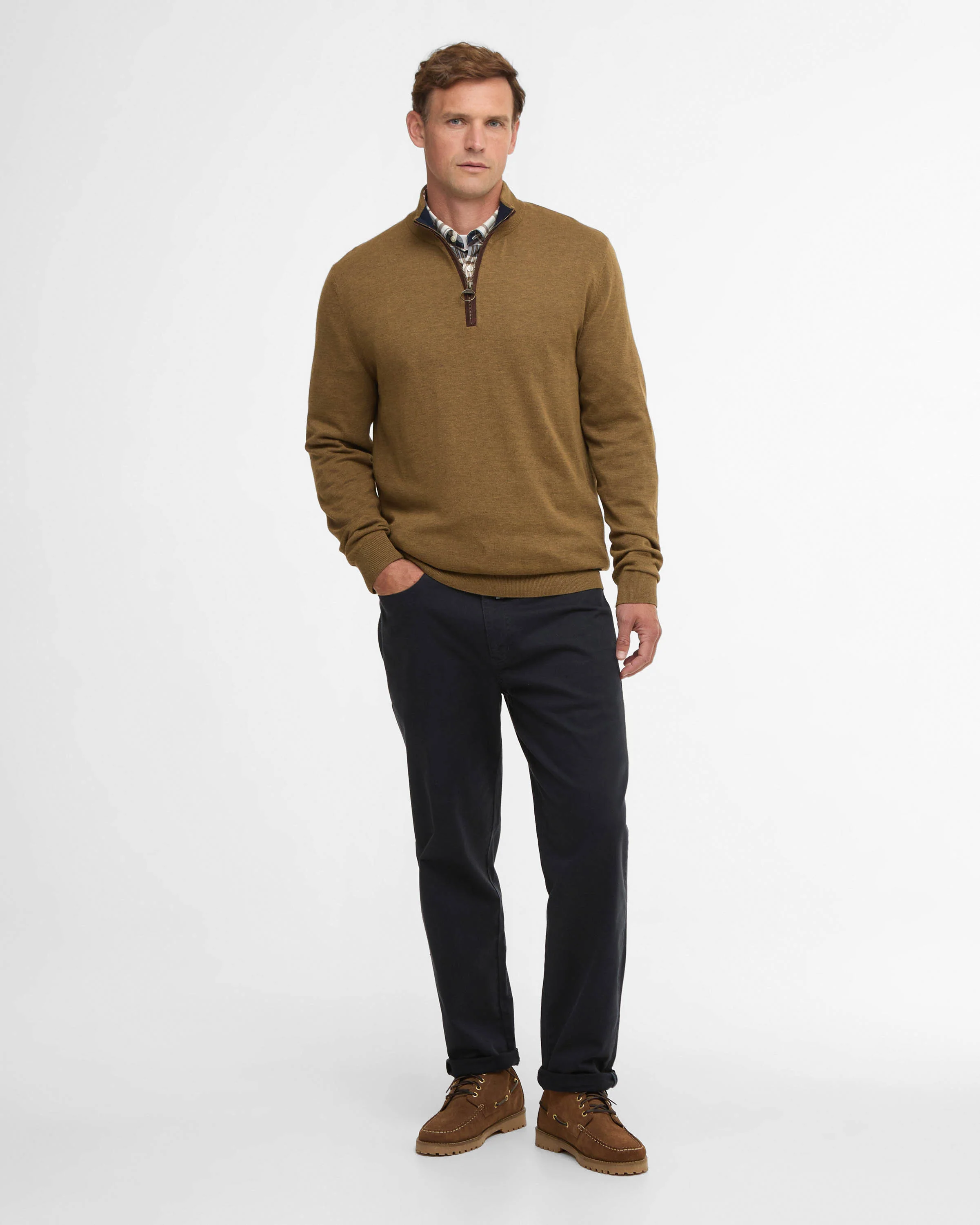 Barbour Bayfield Mens Half Zip Jumper - Russet - Image 2