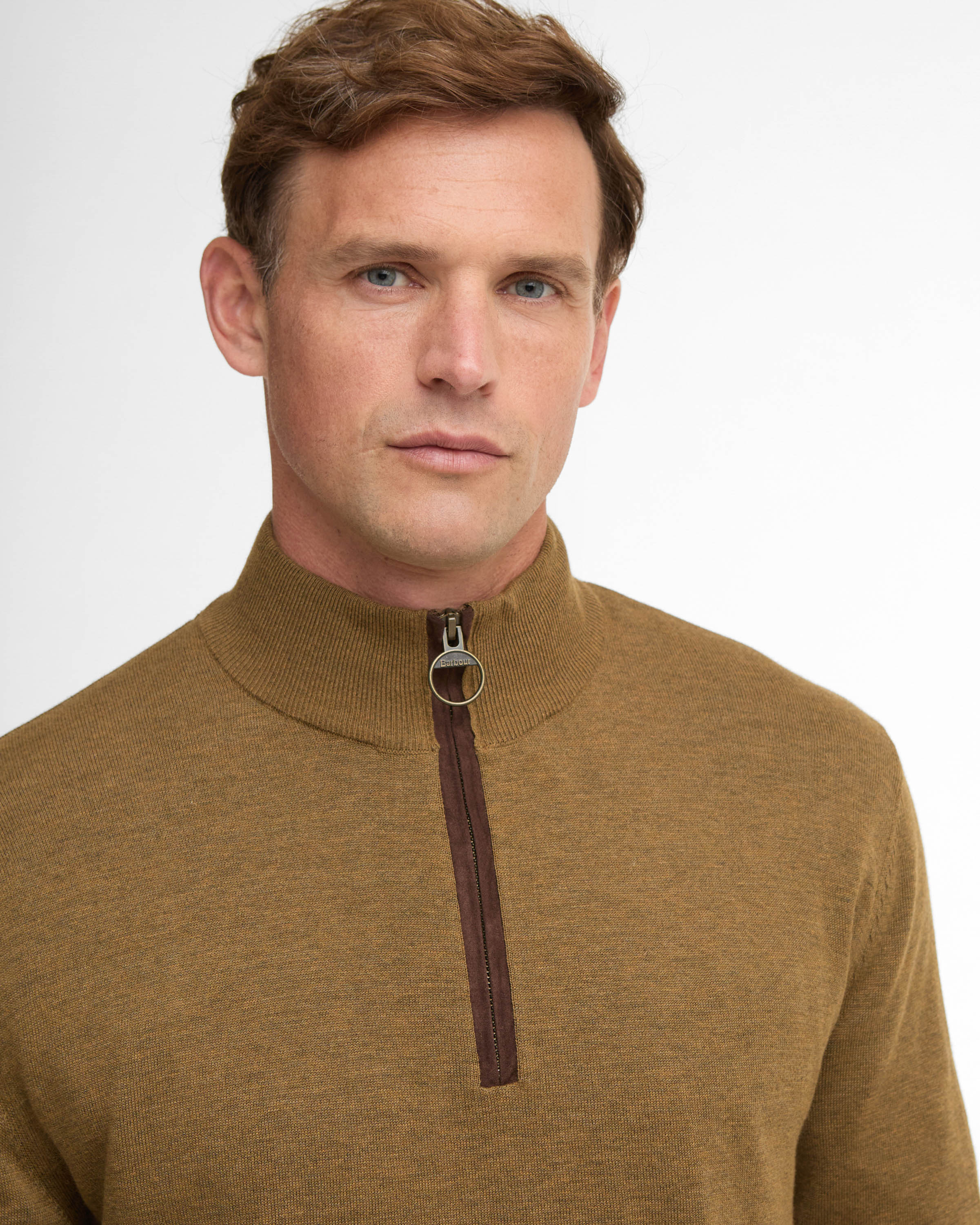 Barbour Bayfield Mens Half Zip Jumper - Russet - Image 4