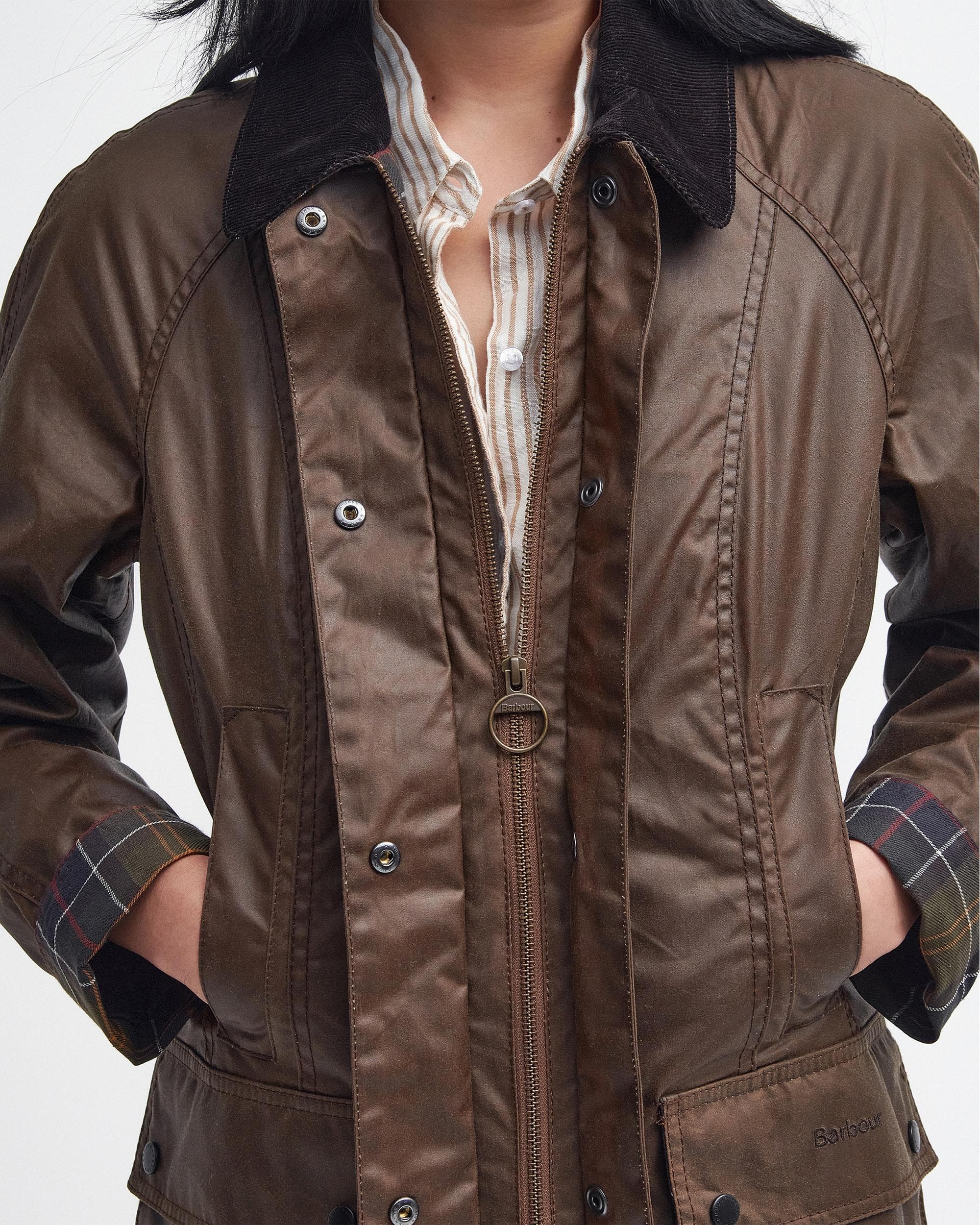 Barbour Beadnell Womens Wax Jacket - Bark - Image 3