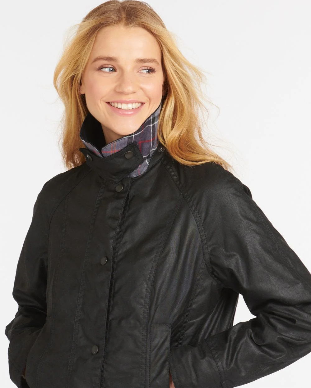 Barbour Beadnell Womens Wax Jacket - Black - Image 2