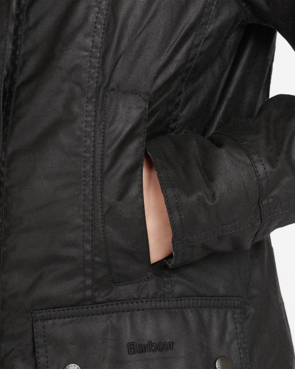 Barbour Beadnell Womens Wax Jacket - Black - Image 3