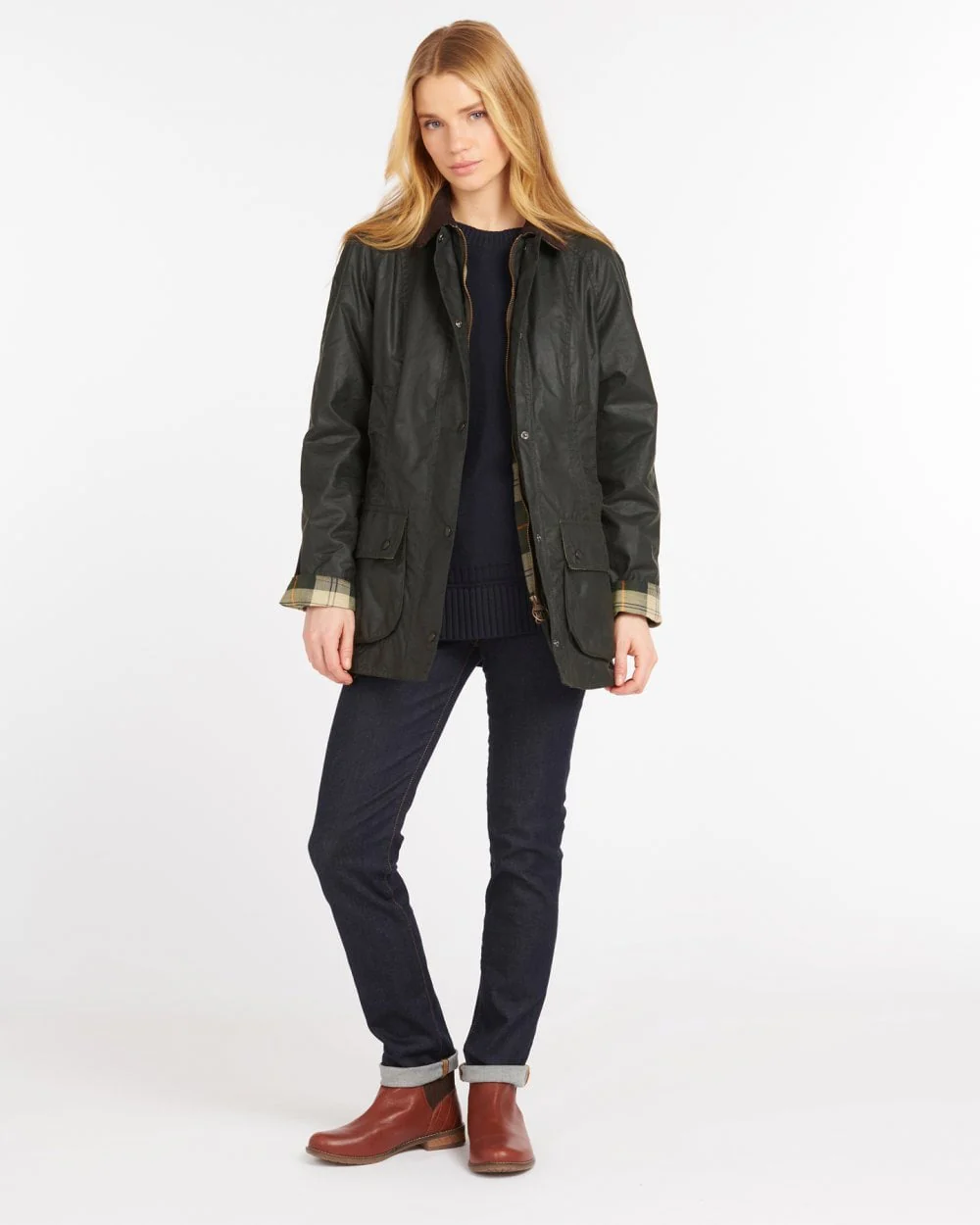Barbour Beadnell Womens Wax Jacket - Sage - Image 4