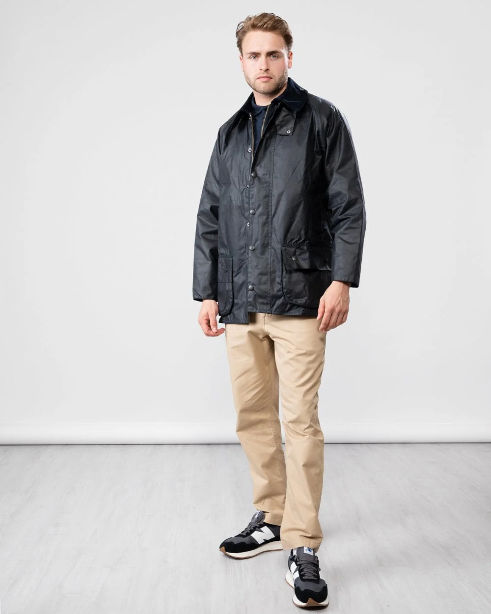 Barbour Beaufort Mens Wax Jacket - Navy - Image 3