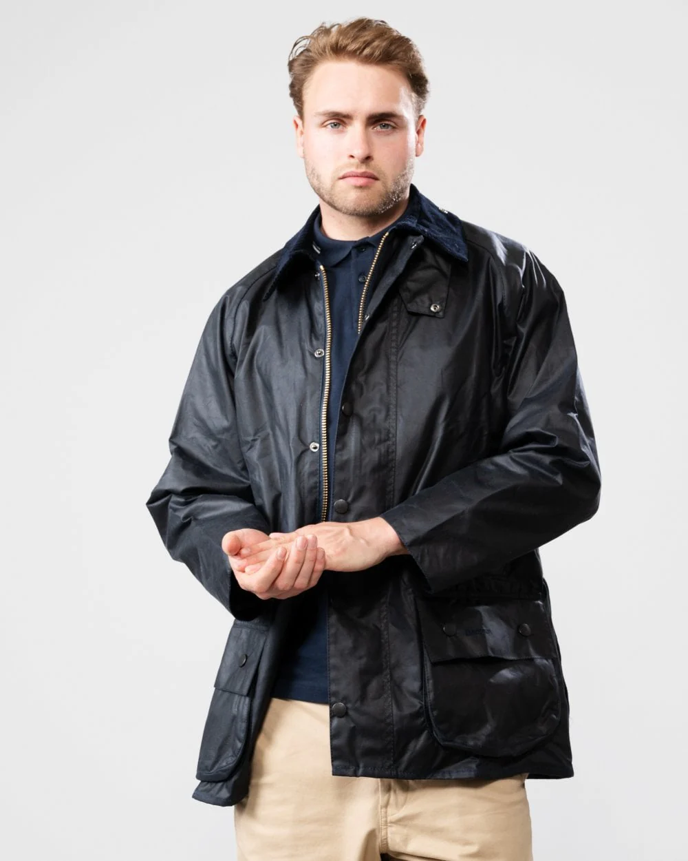 Barbour Beaufort Mens Wax Jacket - Navy - Image 4