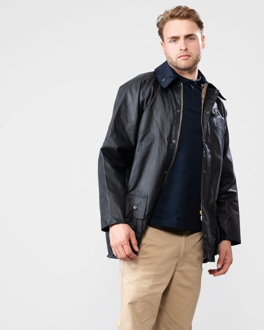 Barbour Beaufort Mens Wax Jacket - Navy - Image 5