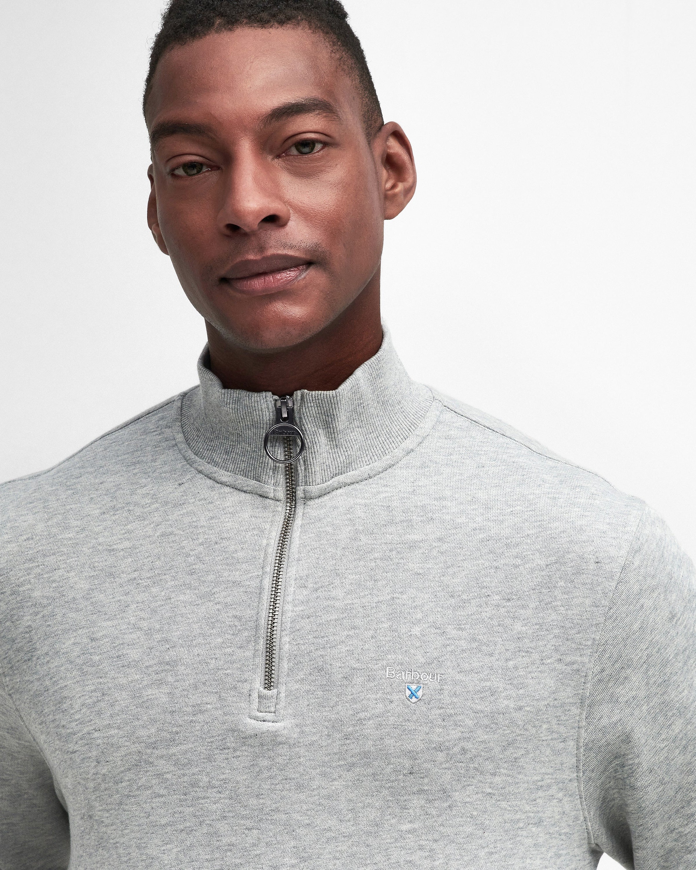 Barbour Beckhill Mens Half Zip Sweatshirt - Grey Marl - Image 2
