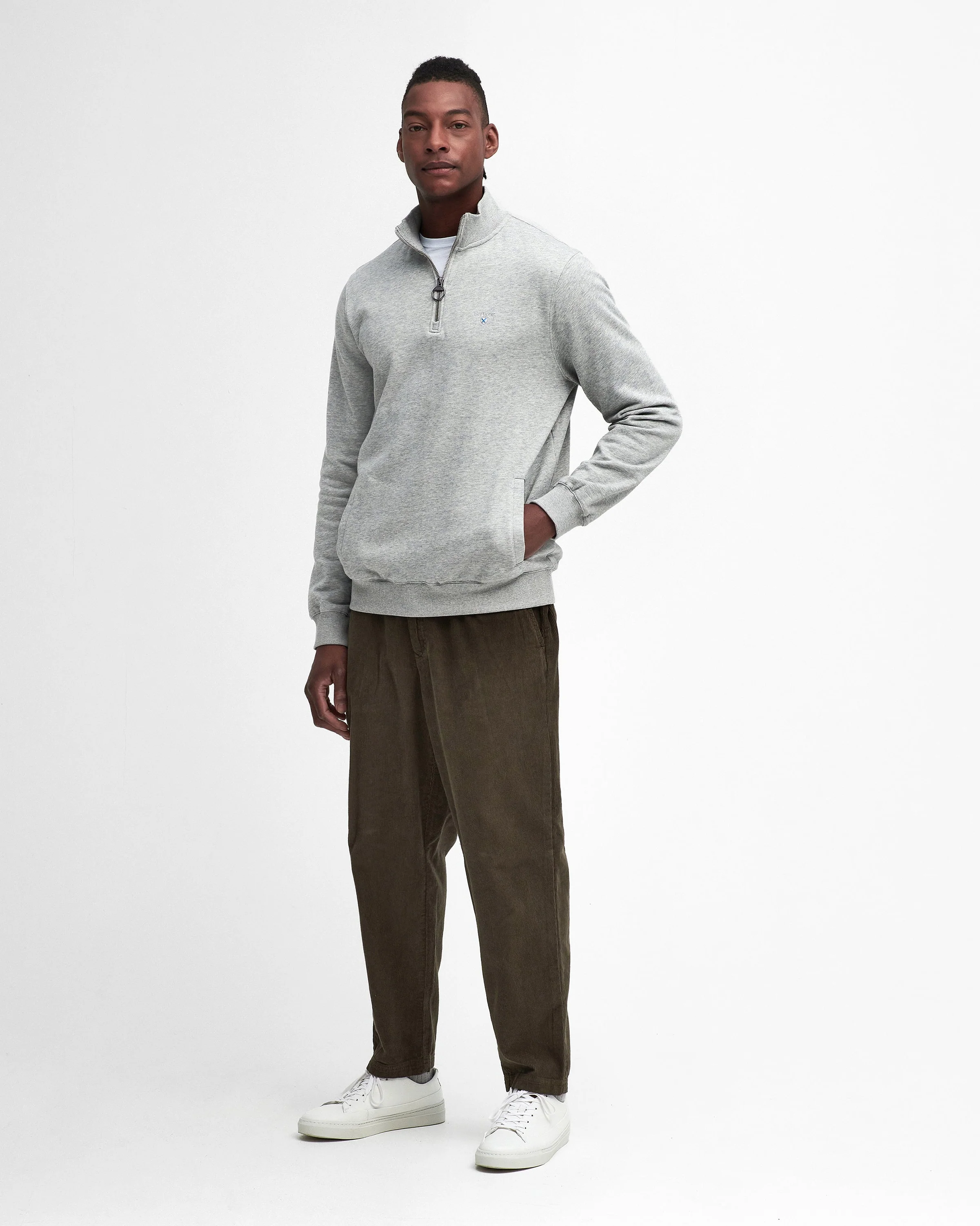 Barbour Beckhill Mens Half Zip Sweatshirt - Grey Marl - Image 3
