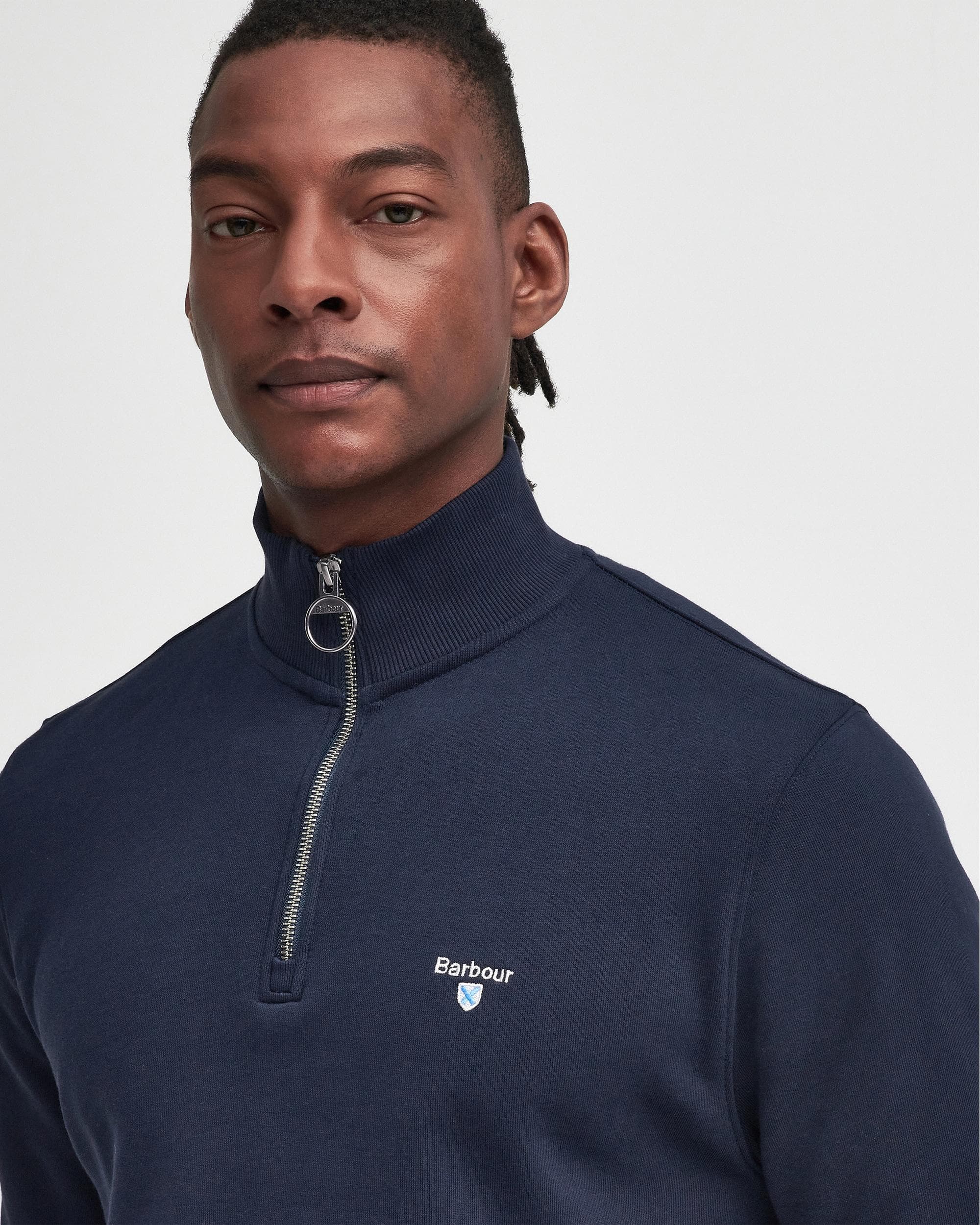 Barbour Beckhill Mens Half Zip Sweatshirt - Navy - Image 2
