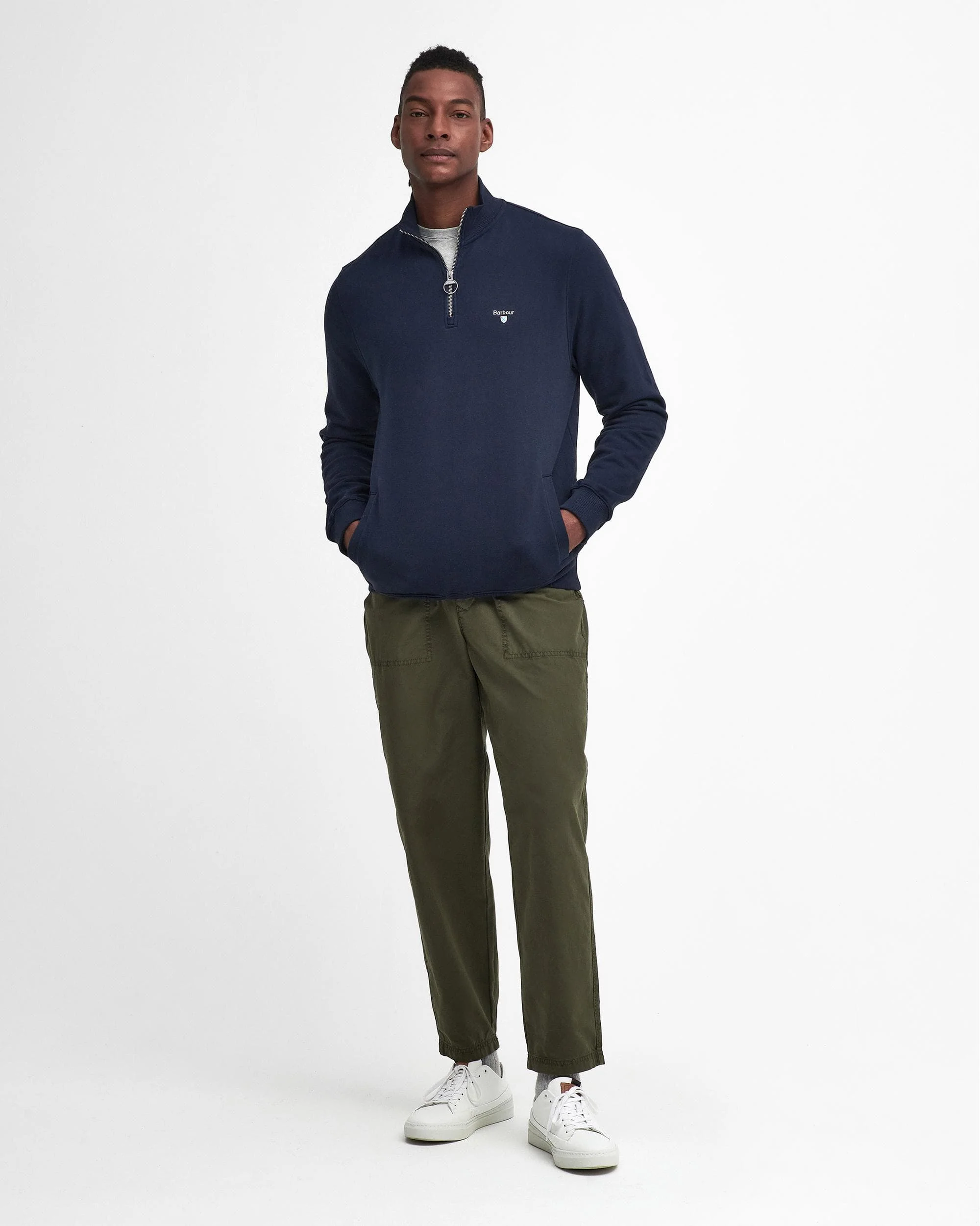 Barbour Beckhill Mens Half Zip Sweatshirt - Navy - Image 4