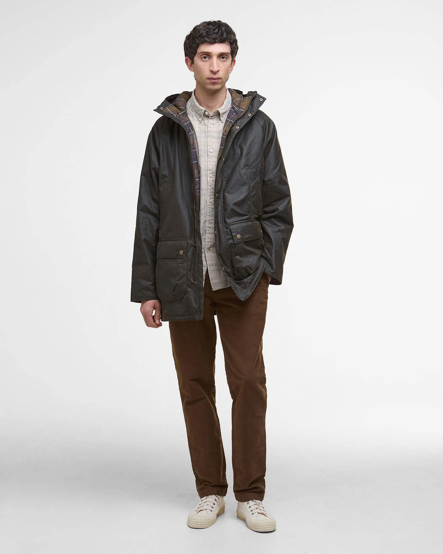 Barbour Bedale Mens Wax Parka - Olive - Image 2