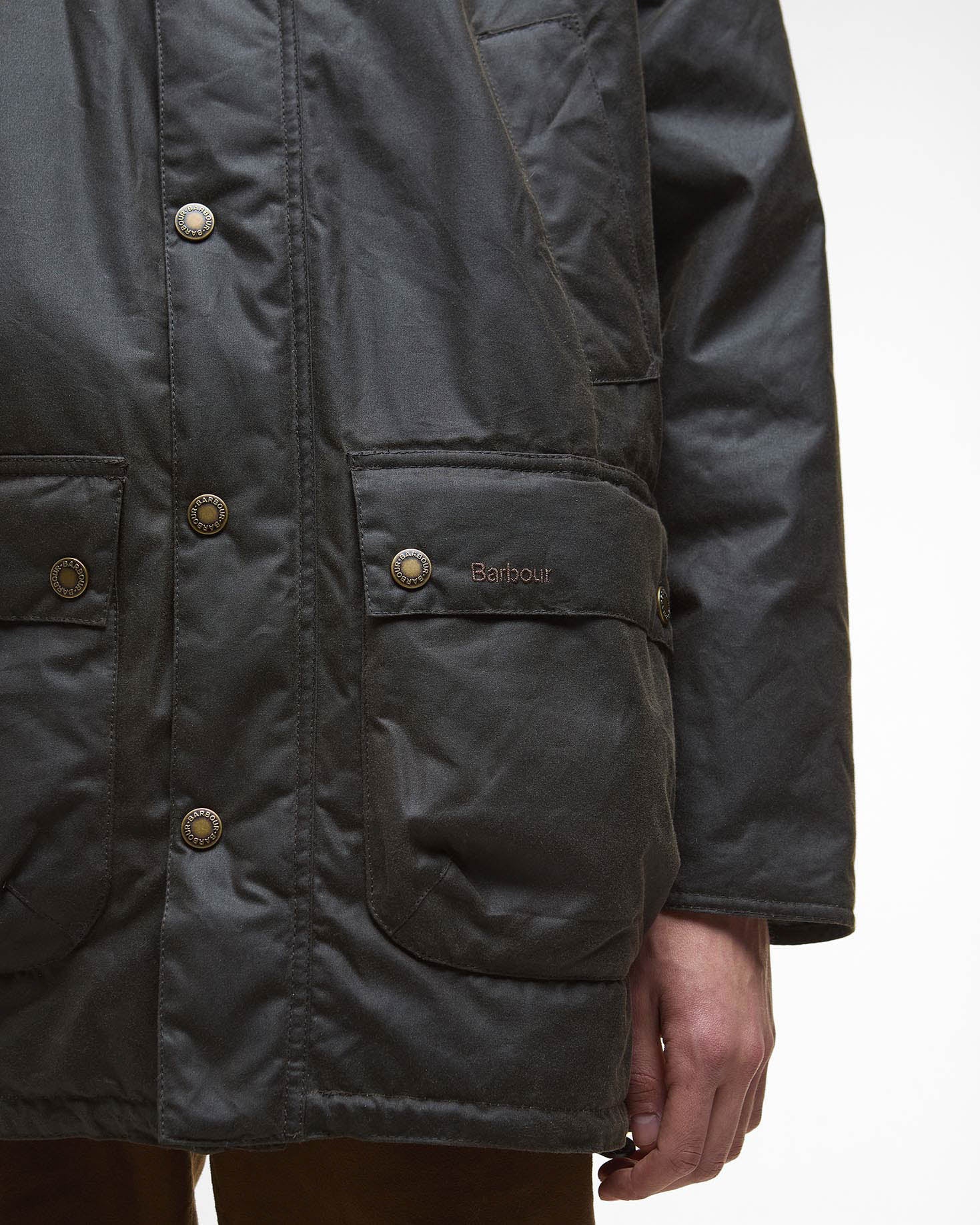 Barbour Bedale Mens Wax Parka - Olive - Image 3