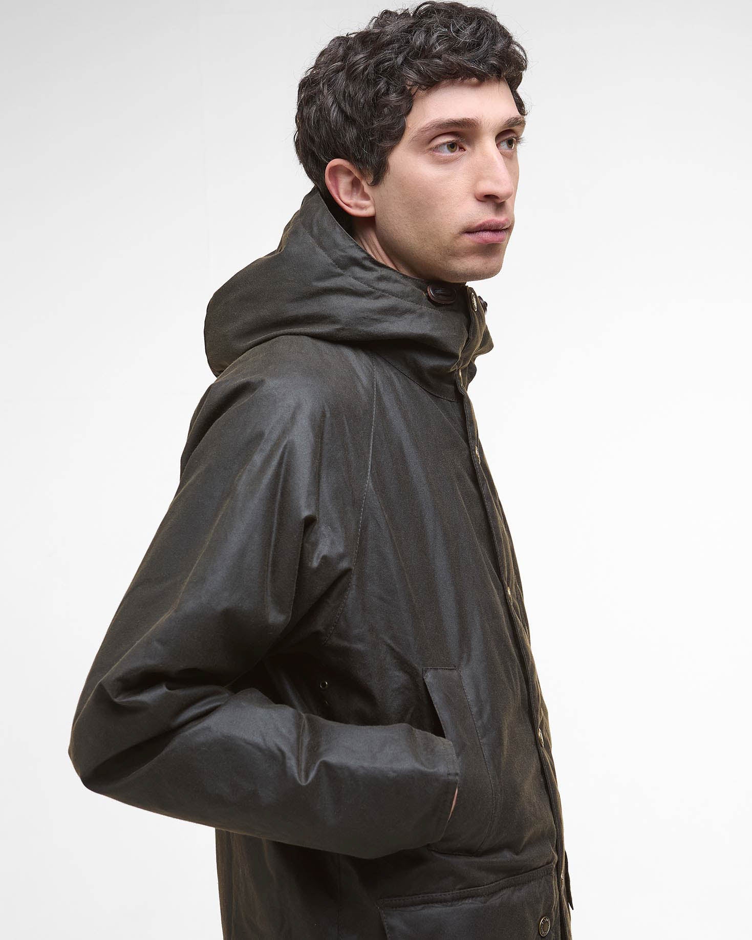 Barbour Bedale Mens Wax Parka - Olive - Image 4