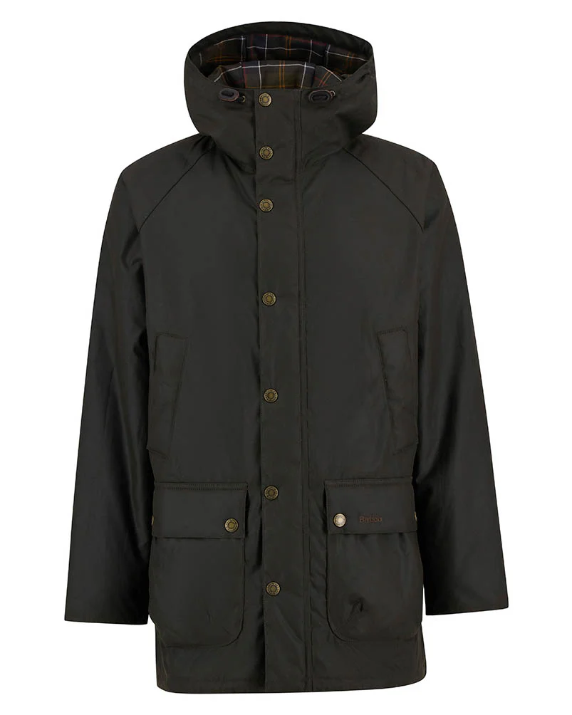 Barbour Bedale Mens Wax Parka - Olive - Image 7