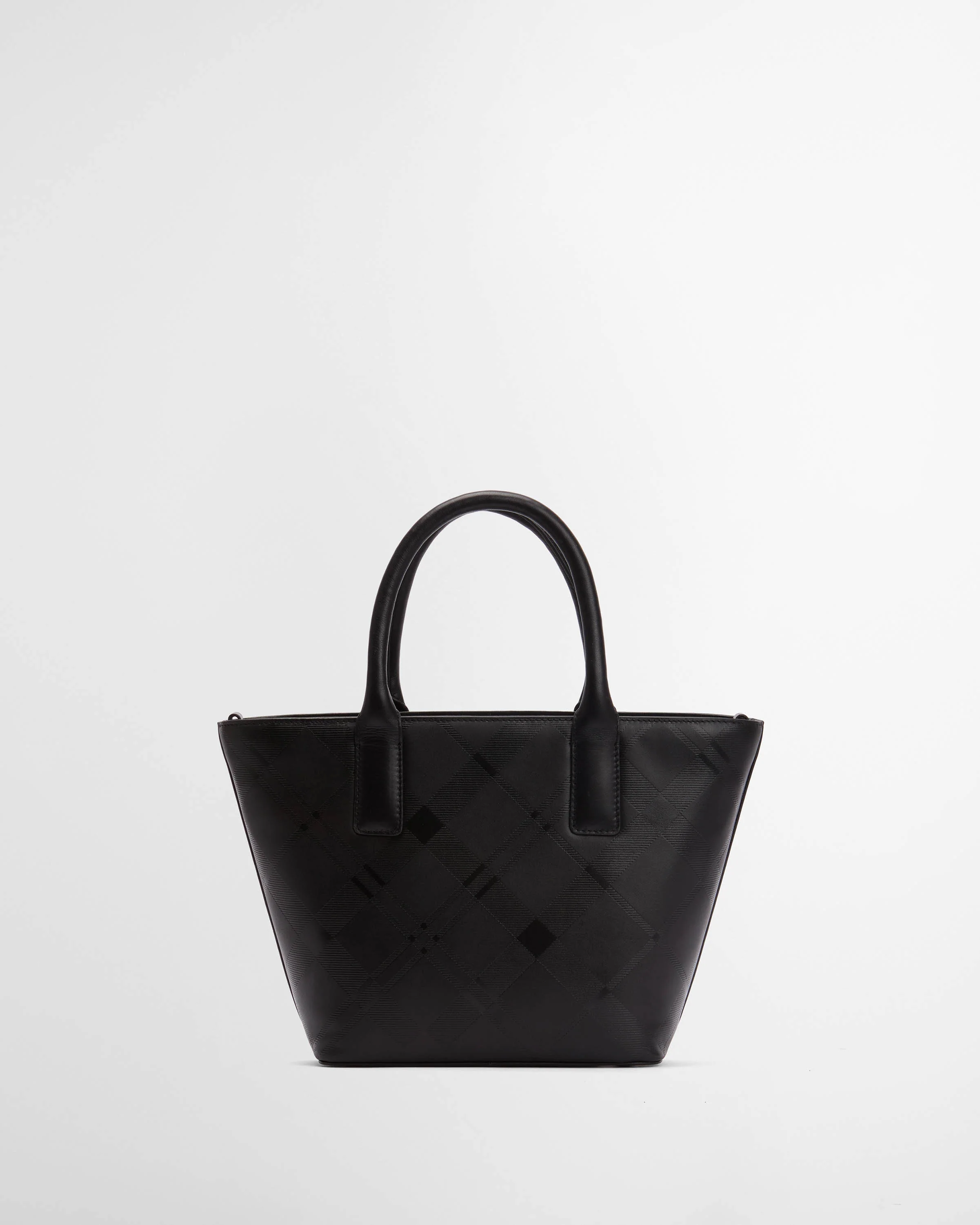 Barbour Birch Womens Deboss Leather Tote Bag - Black/Deboss Tartan - Image 10