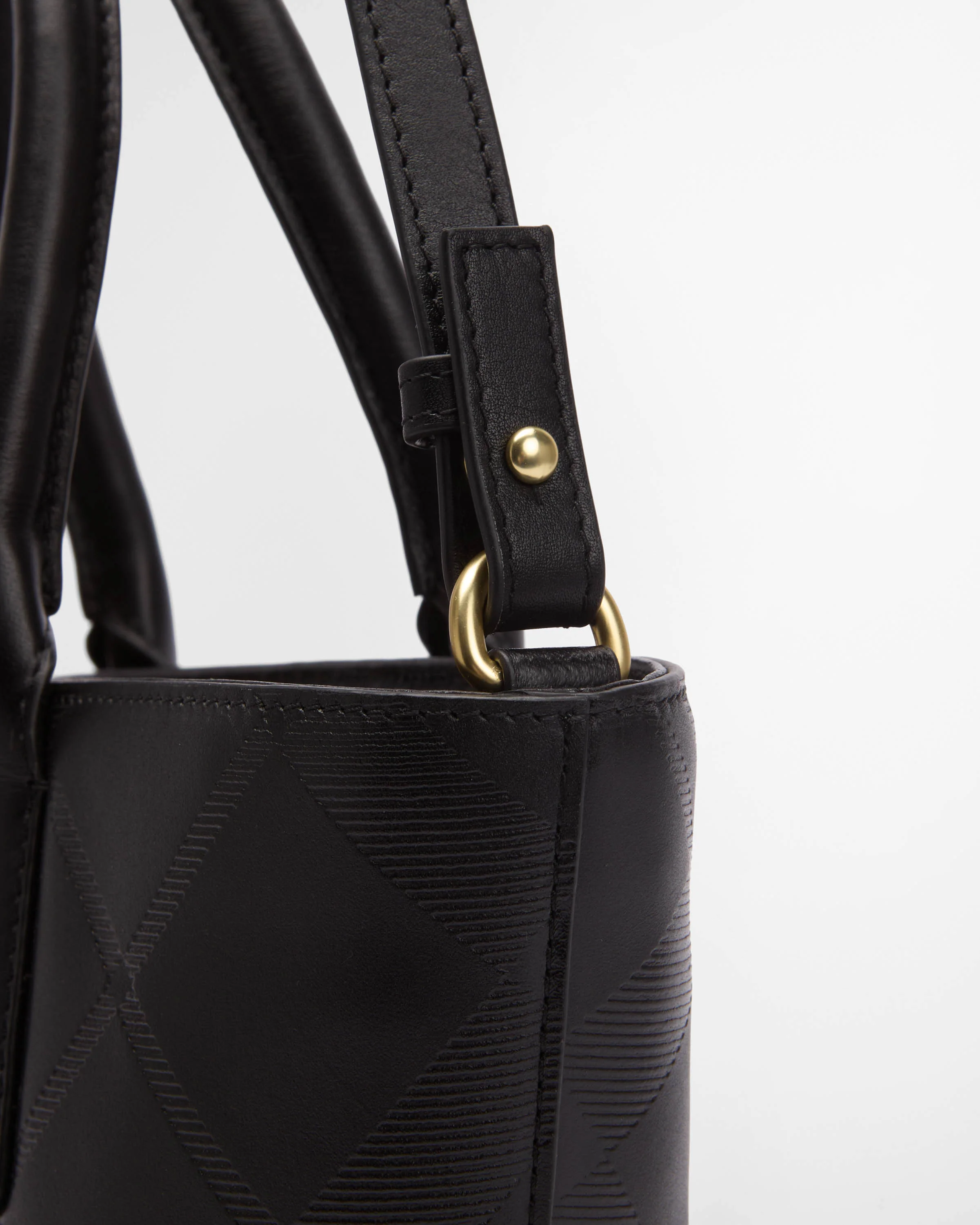 Barbour Birch Womens Deboss Leather Tote Bag - Black/Deboss Tartan - Image 6