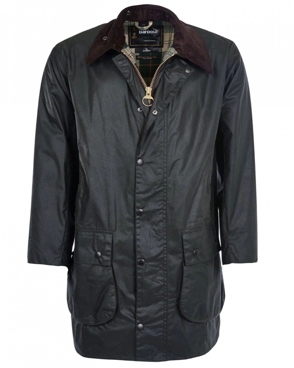 Barbour Border Mens Wax Jacket - Sage - Image 10