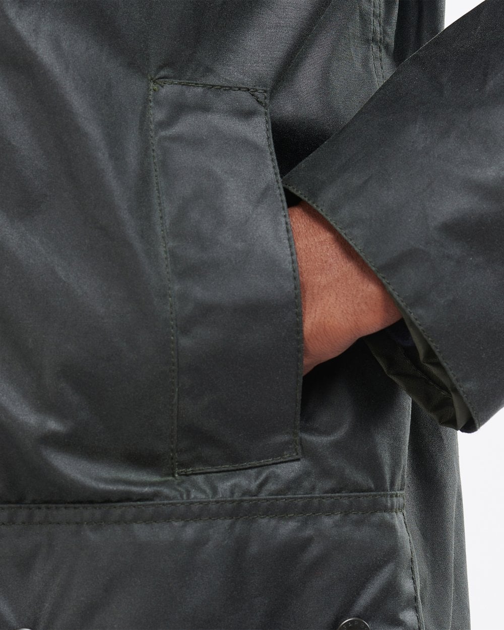 Barbour Border Mens Wax Jacket - Sage - Image 3