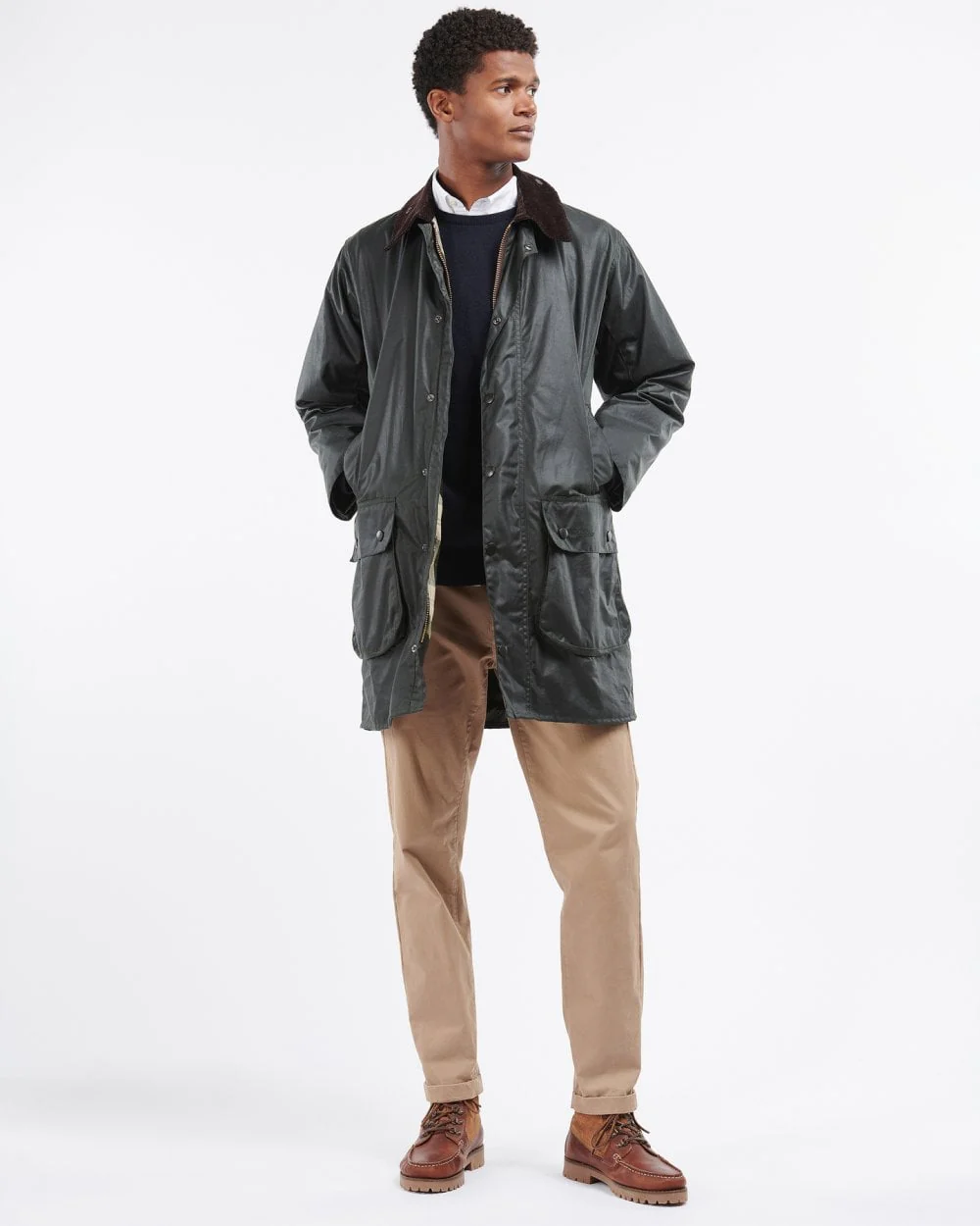 Barbour Border Mens Wax Jacket - Sage - Image 5