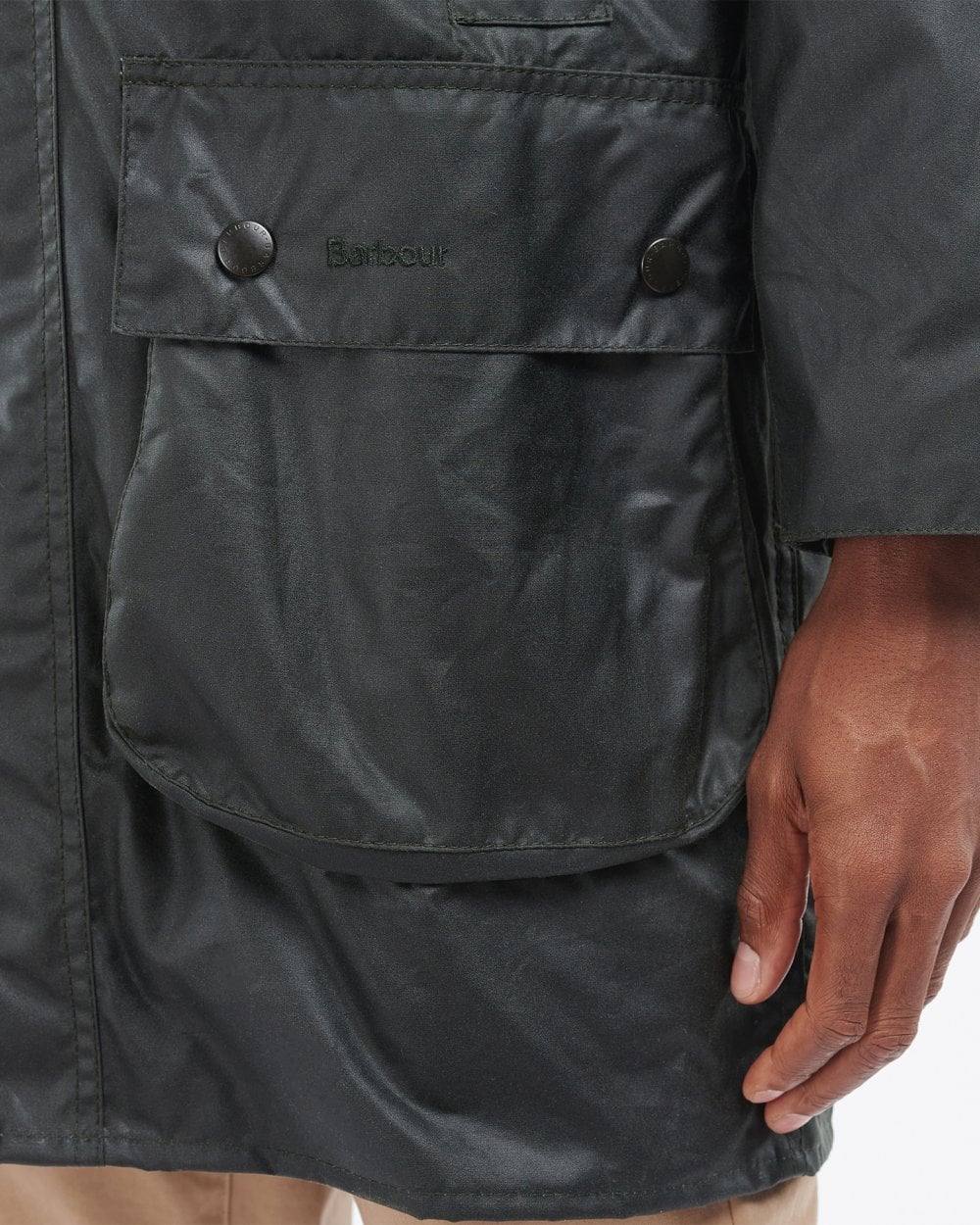 Barbour Border Mens Wax Jacket - Sage - Image 7