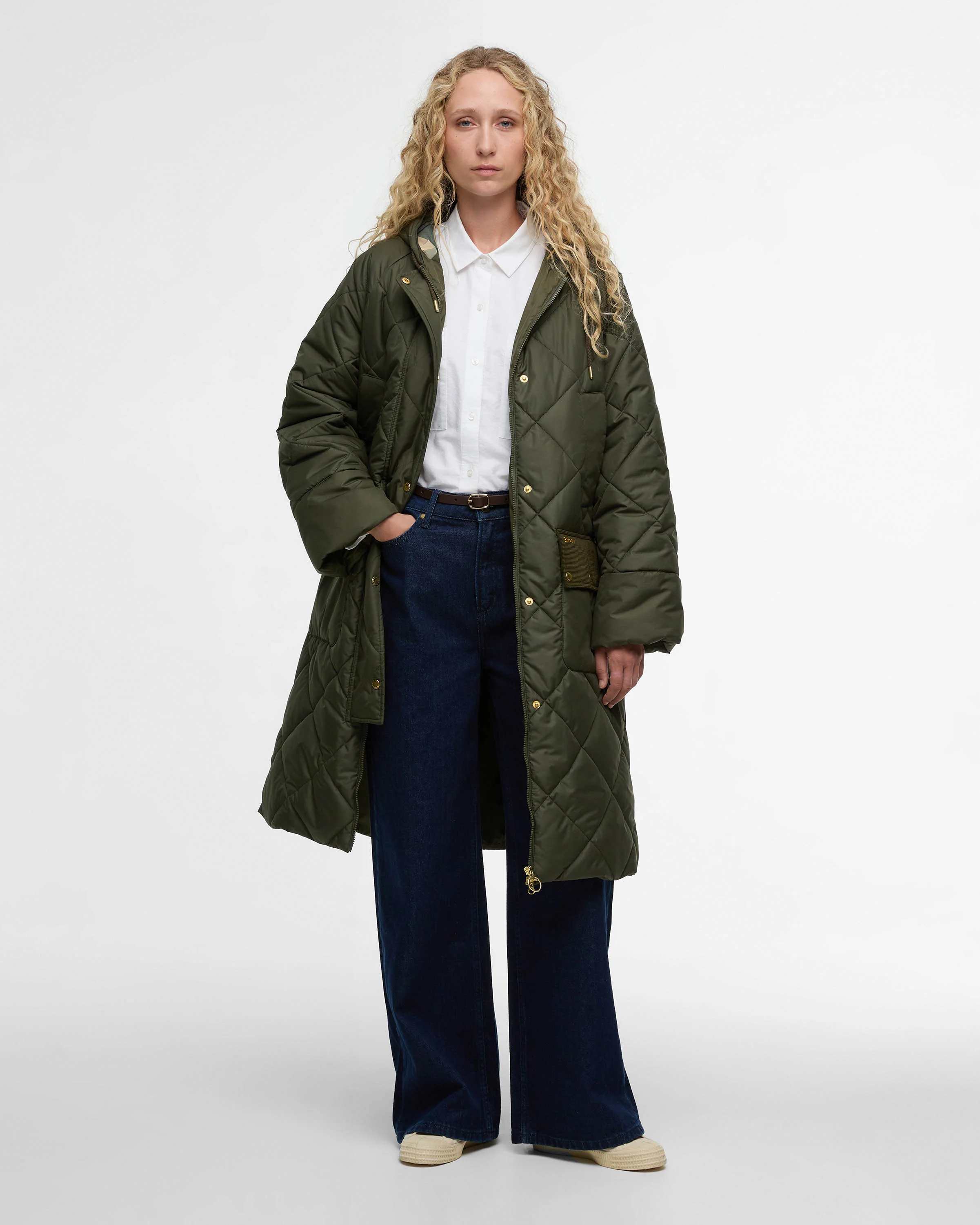 Barbour Braidley Womens Quilted Jacket - Olive/Ancient Tartan - Image 4