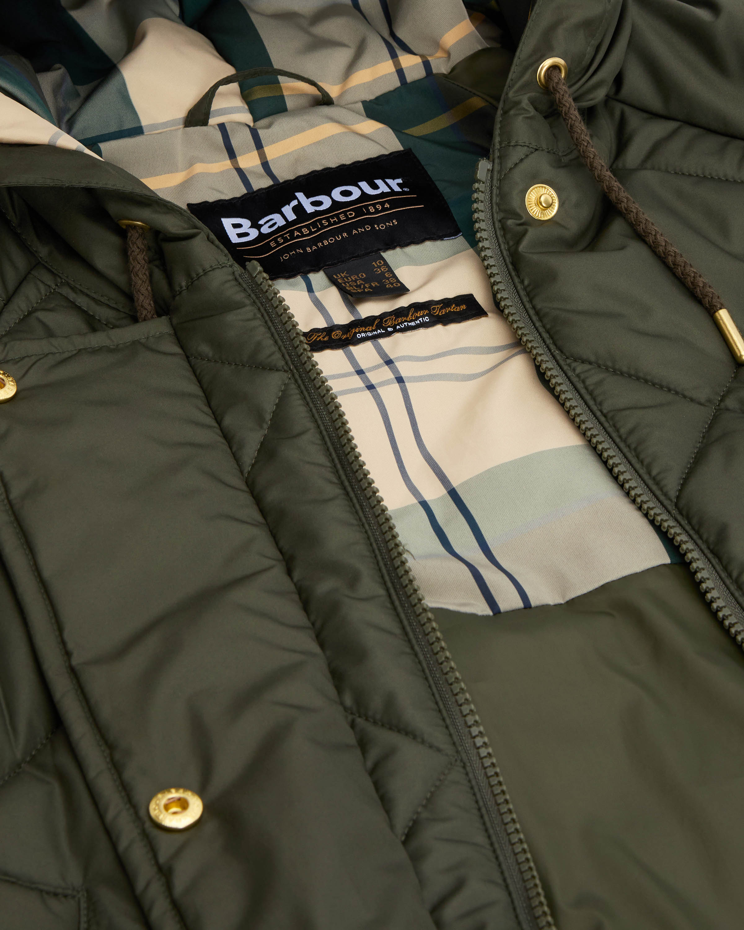 Barbour Braidley Womens Quilted Jacket - Olive/Ancient Tartan - Image 7