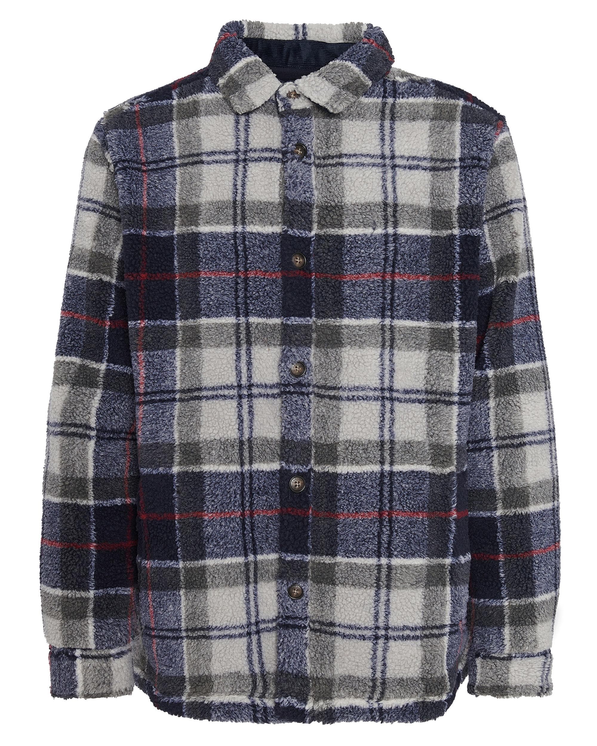 Barbour Bryson Mens Fleece Overshirt - Blue Granite Tartan - Image 8
