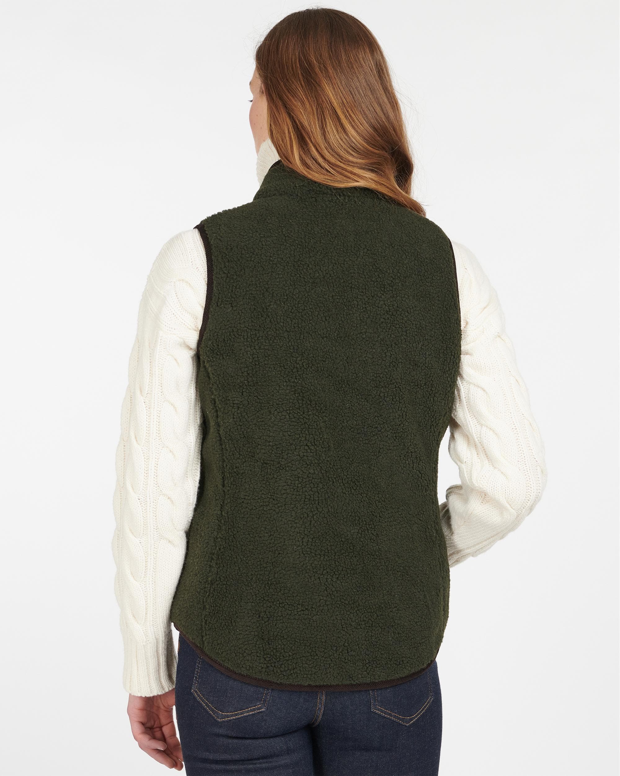 Barbour Burford Womens Fleece Gilet - Olive/Classic - Image 5