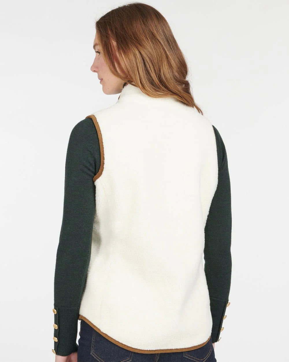 Barbour Burford Womens Fleece Gilet - Winter Pearl/Classic - Image 3