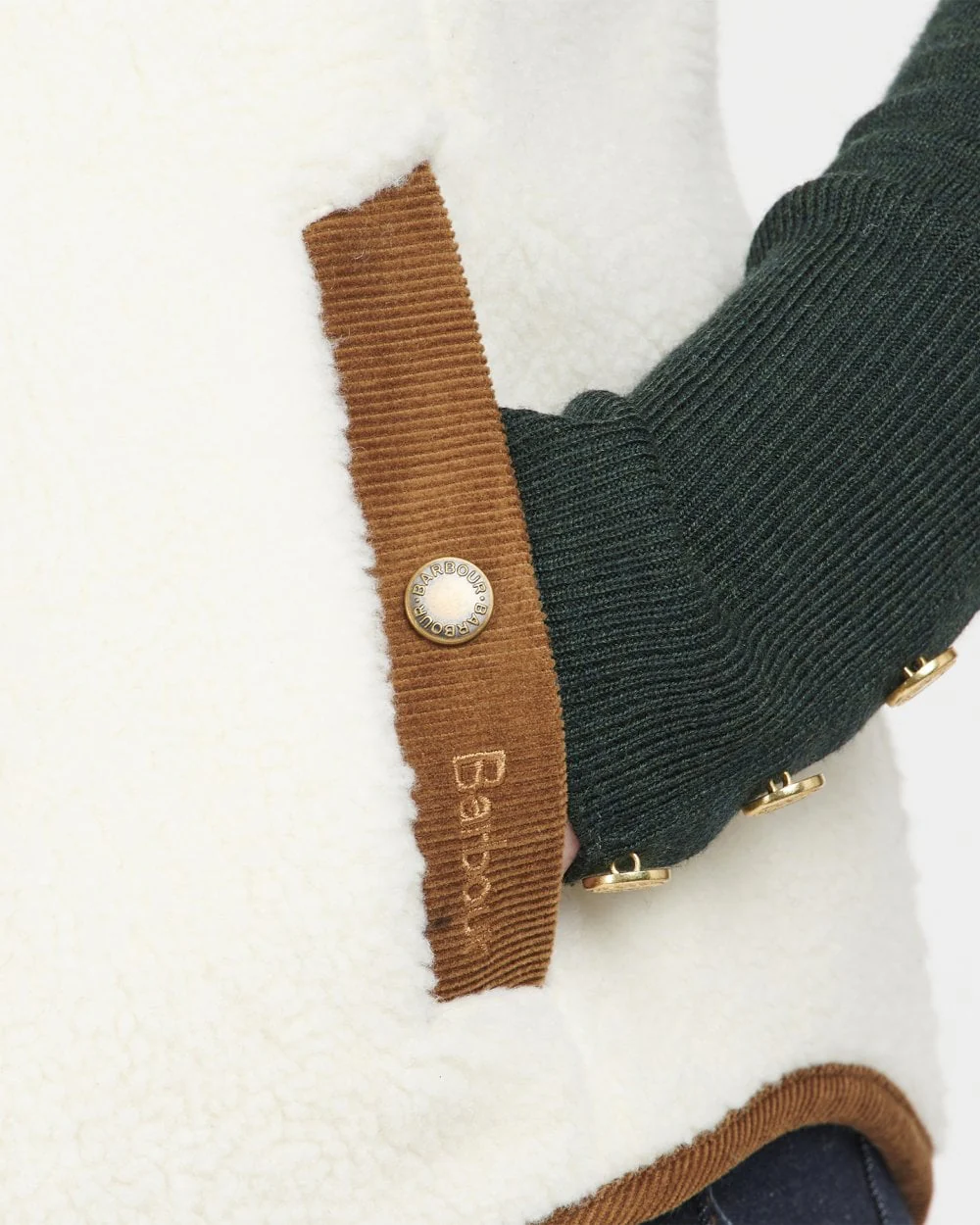 Barbour Burford Womens Fleece Gilet - Winter Pearl/Classic - Image 6