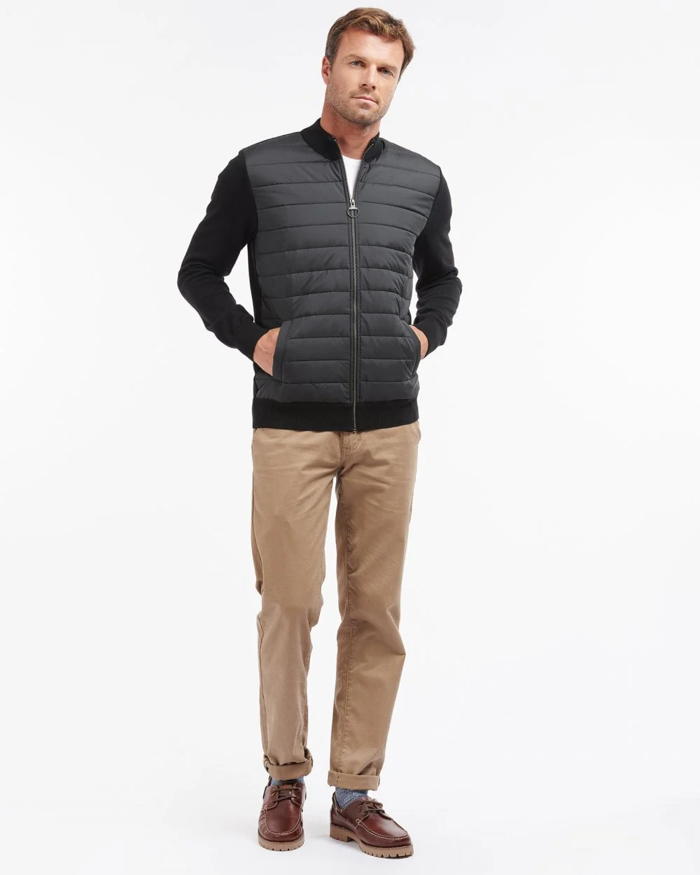 Barbour Carn Baffle Mens Zip Through Sweater - Black - Image 3