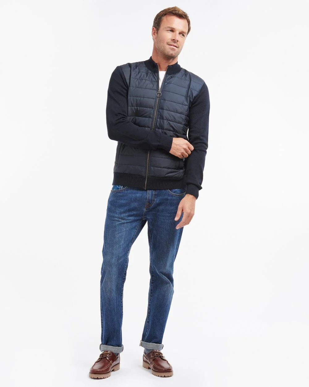 Barbour Carn Baffle Mens Zip Through Sweater - Navy - Image 3