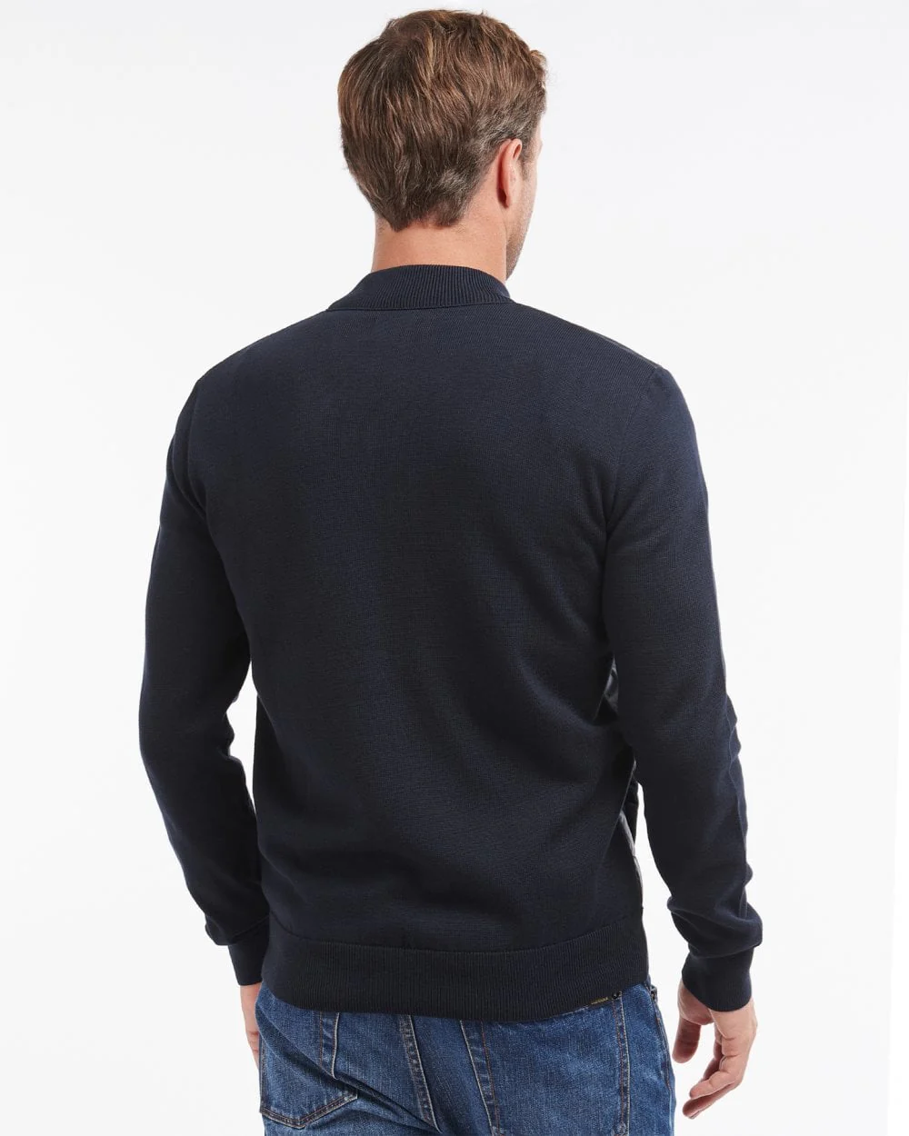 Barbour Carn Baffle Mens Zip Through Sweater - Navy - Image 4