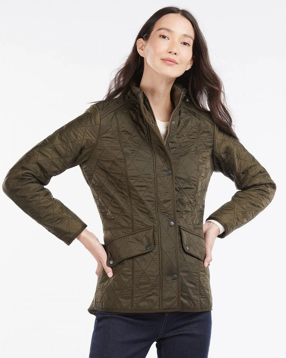 Barbour Cavalry Womens Polarquilt Jacket - Dark Olive - Image 3