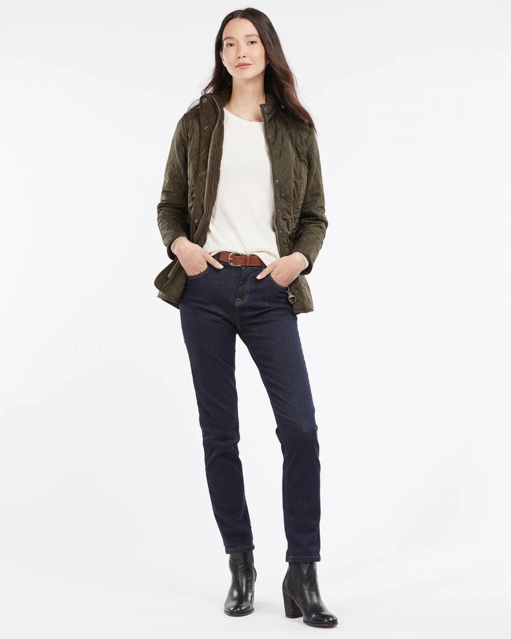 Barbour Cavalry Womens Polarquilt Jacket - Dark Olive - Image 4