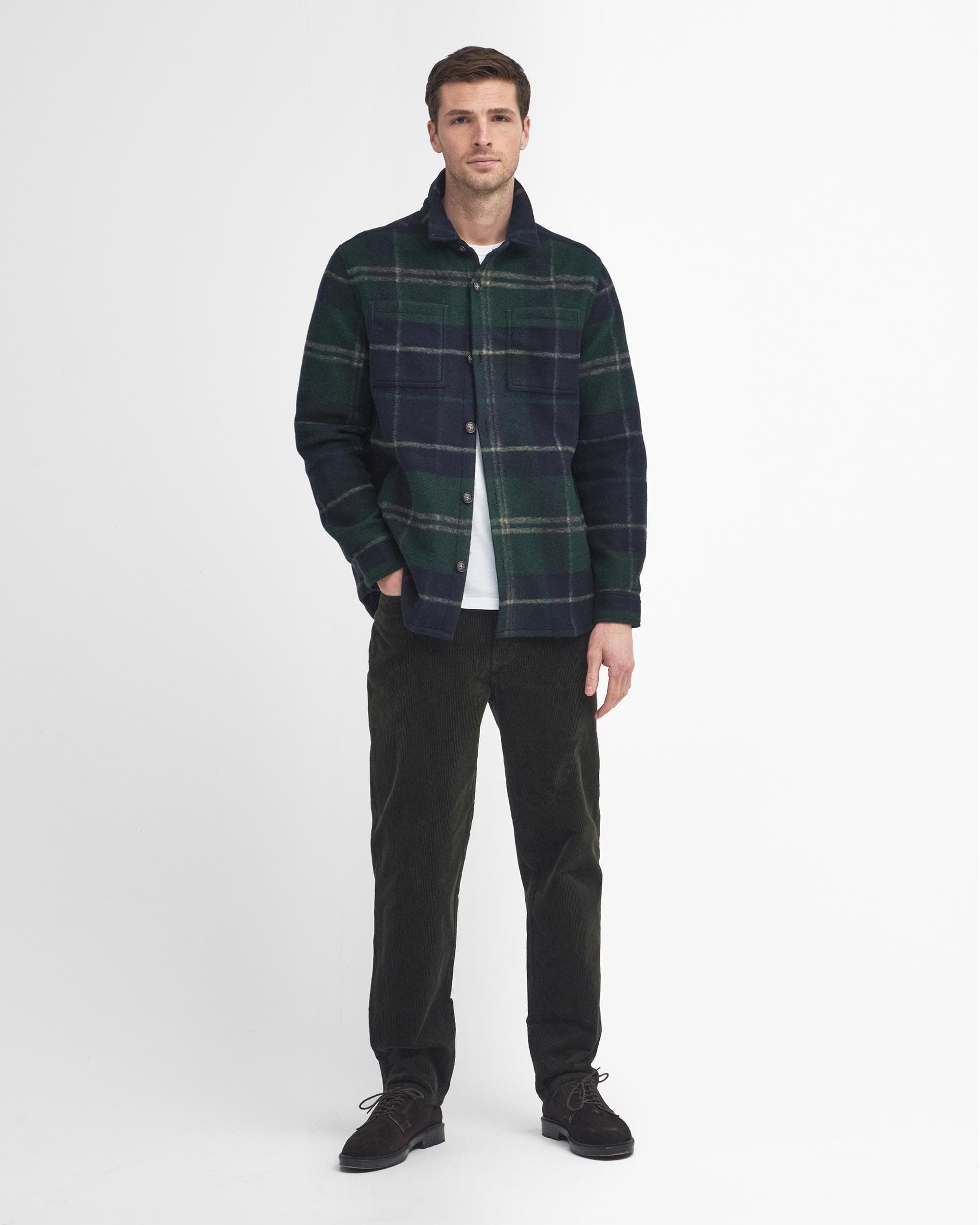 Barbour Chapter Mens Tailored Check Overshirt - Green Loch Tartan - Image 3