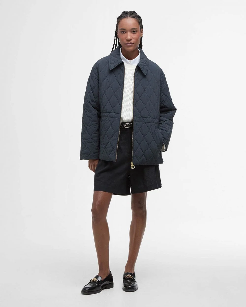 Barbour Clarissa Womens Quilted Jacket - Dark Navy/Rosemary Tartan - Image 2