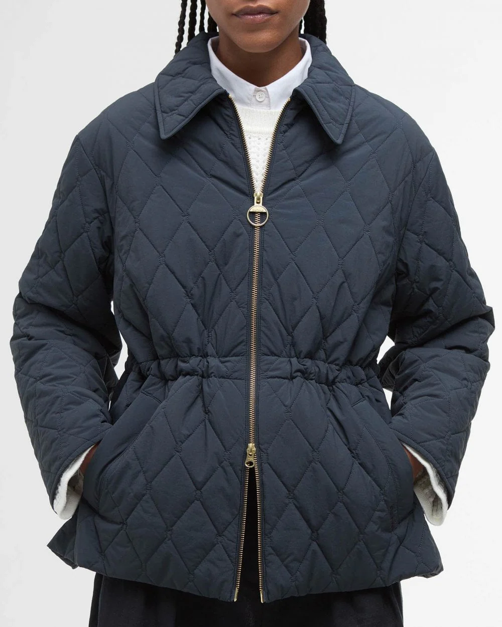 Barbour Clarissa Womens Quilted Jacket - Dark Navy/Rosemary Tartan - Image 4