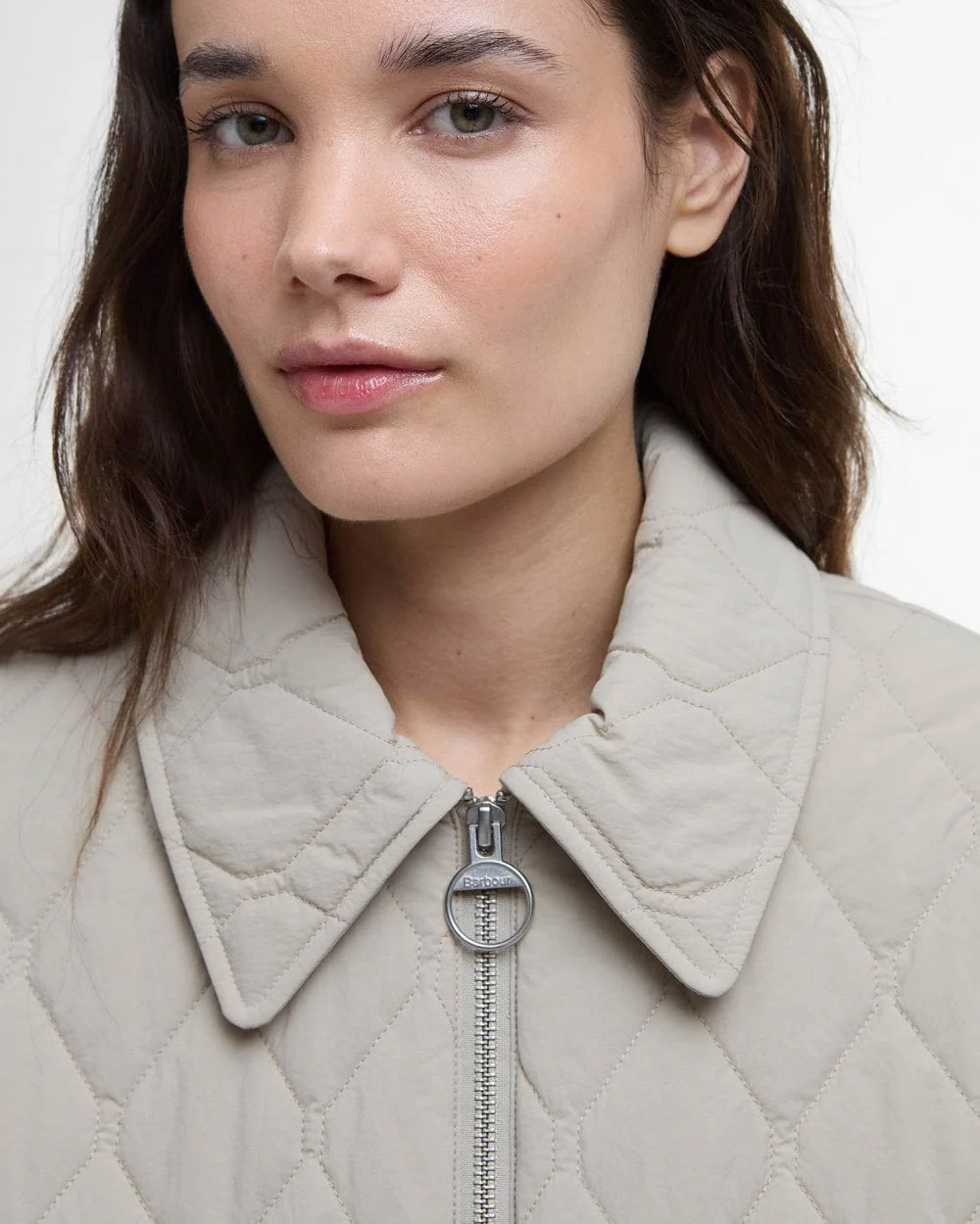 Barbour Clarissa Womens Quilted Jacket - Light Sand/Rosemary Tartan - Image 3