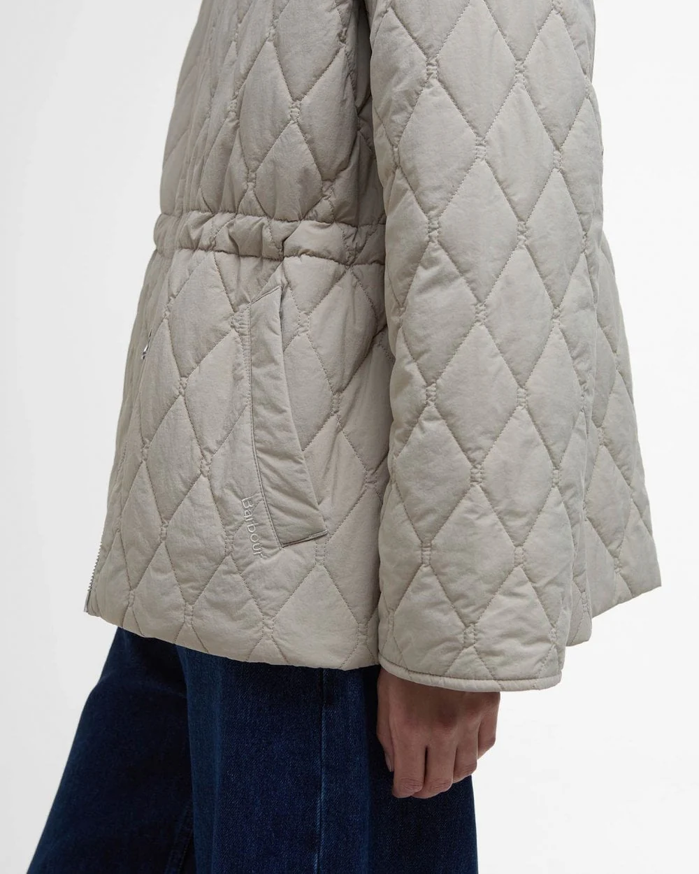 Barbour Clarissa Womens Quilted Jacket - Light Sand/Rosemary Tartan - Image 5