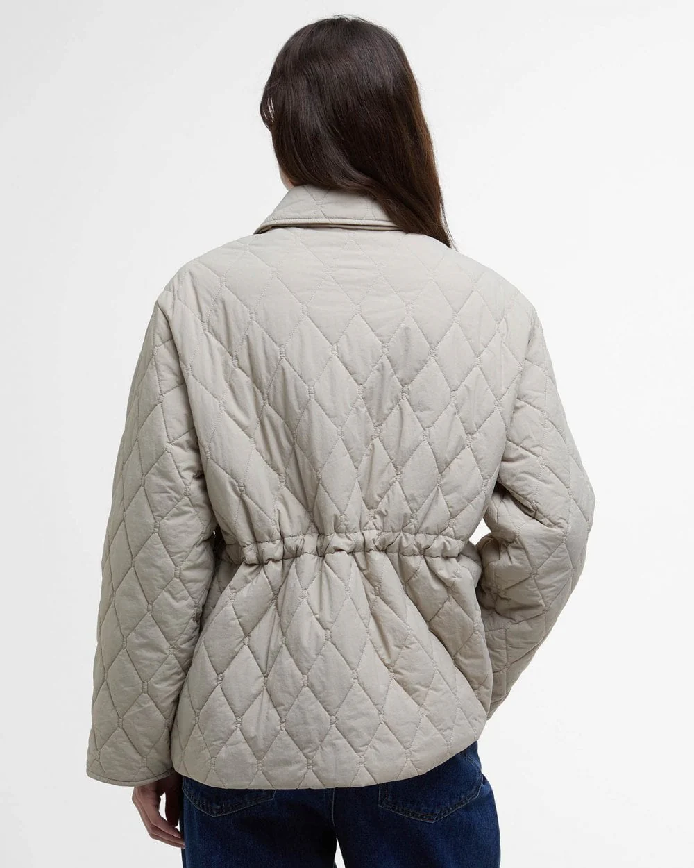 Barbour Clarissa Womens Quilted Jacket - Light Sand/Rosemary Tartan - Image 6