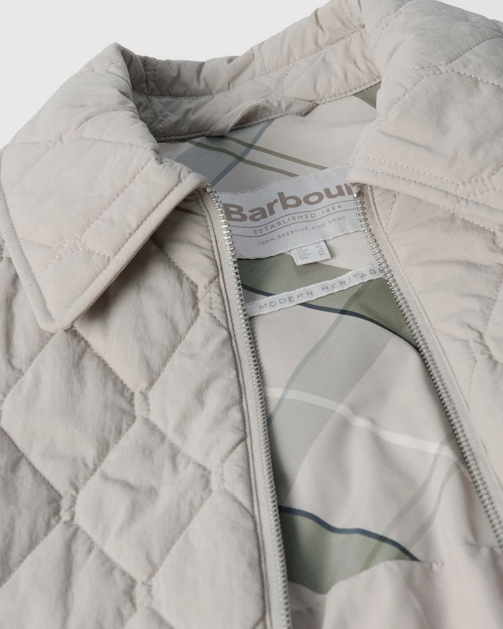 Barbour Clarissa Womens Quilted Jacket - Light Sand/Rosemary Tartan - Image 7