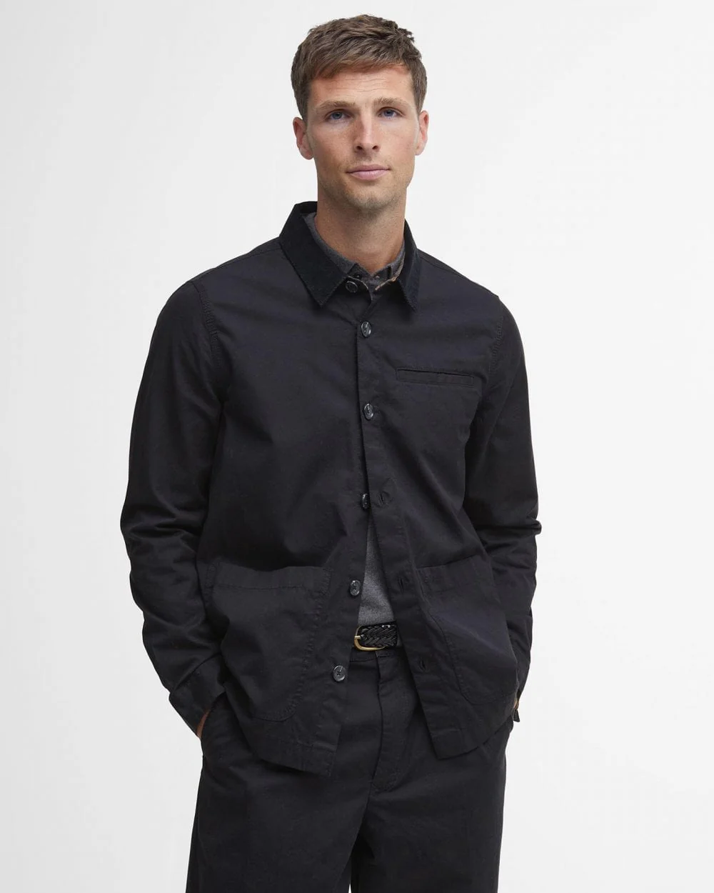 Barbour Cole Mens Tailored Fit Poplin Overshirt - Black