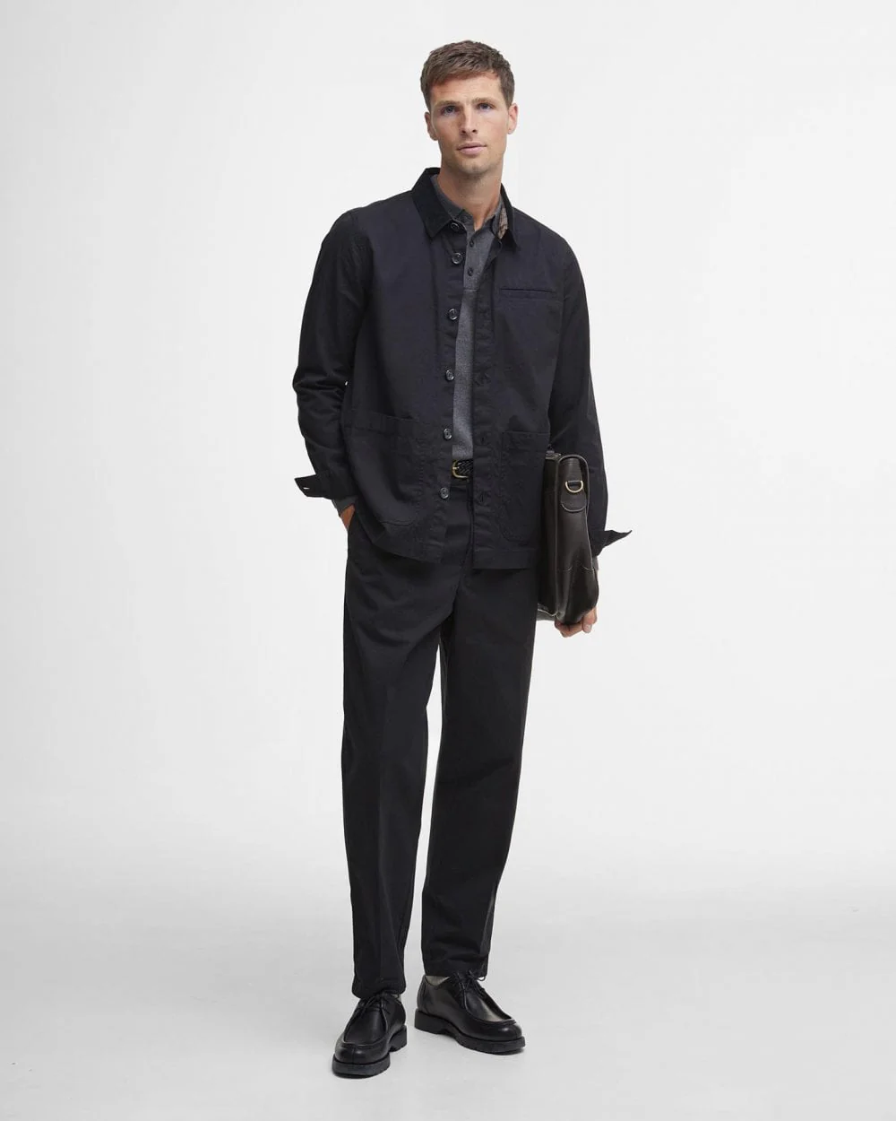 Barbour Cole Mens Tailored Fit Poplin Overshirt - Black - Image 2