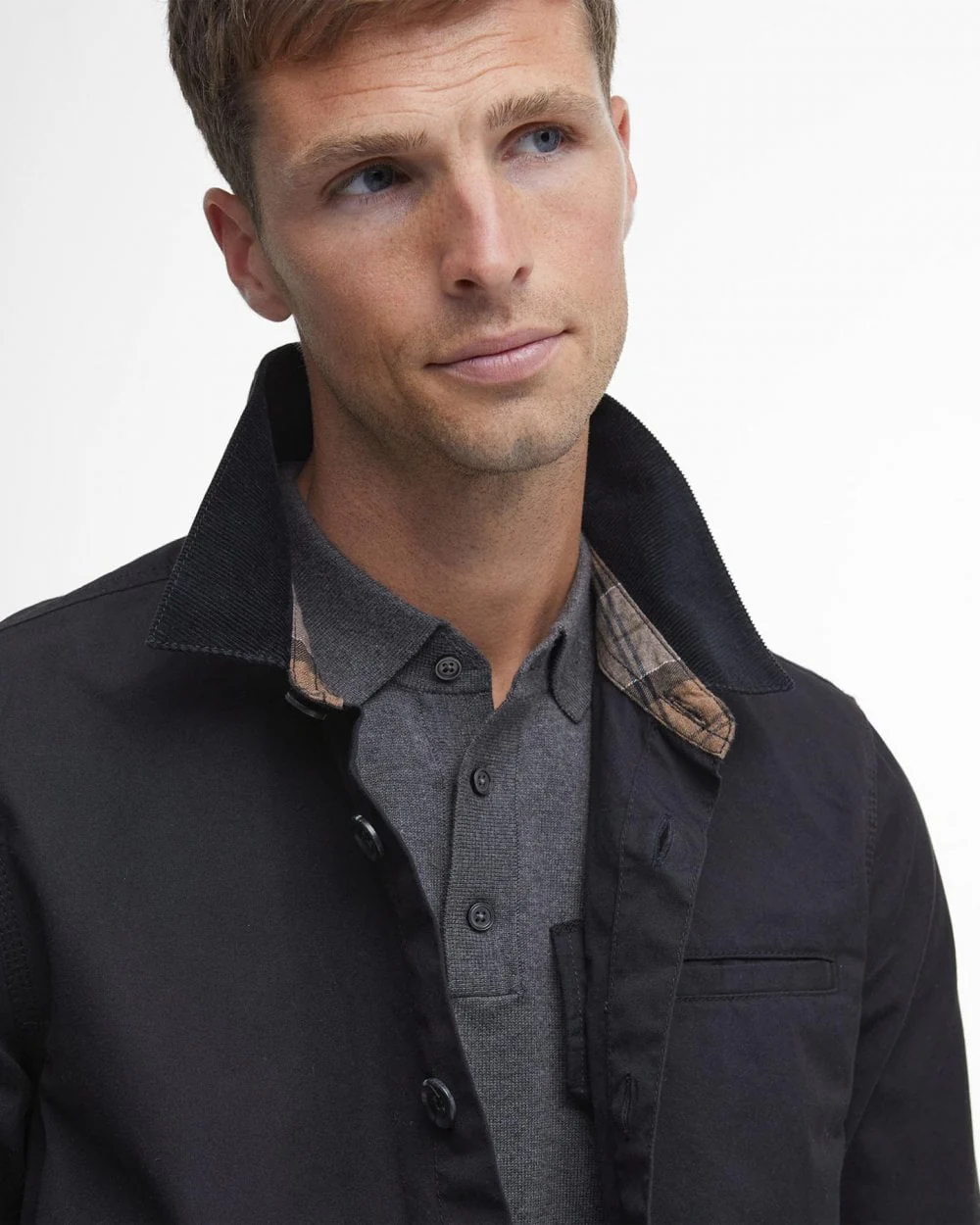 Barbour Cole Mens Tailored Fit Poplin Overshirt - Black - Image 3