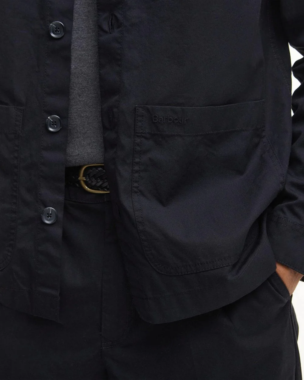 Barbour Cole Mens Tailored Fit Poplin Overshirt - Black - Image 6