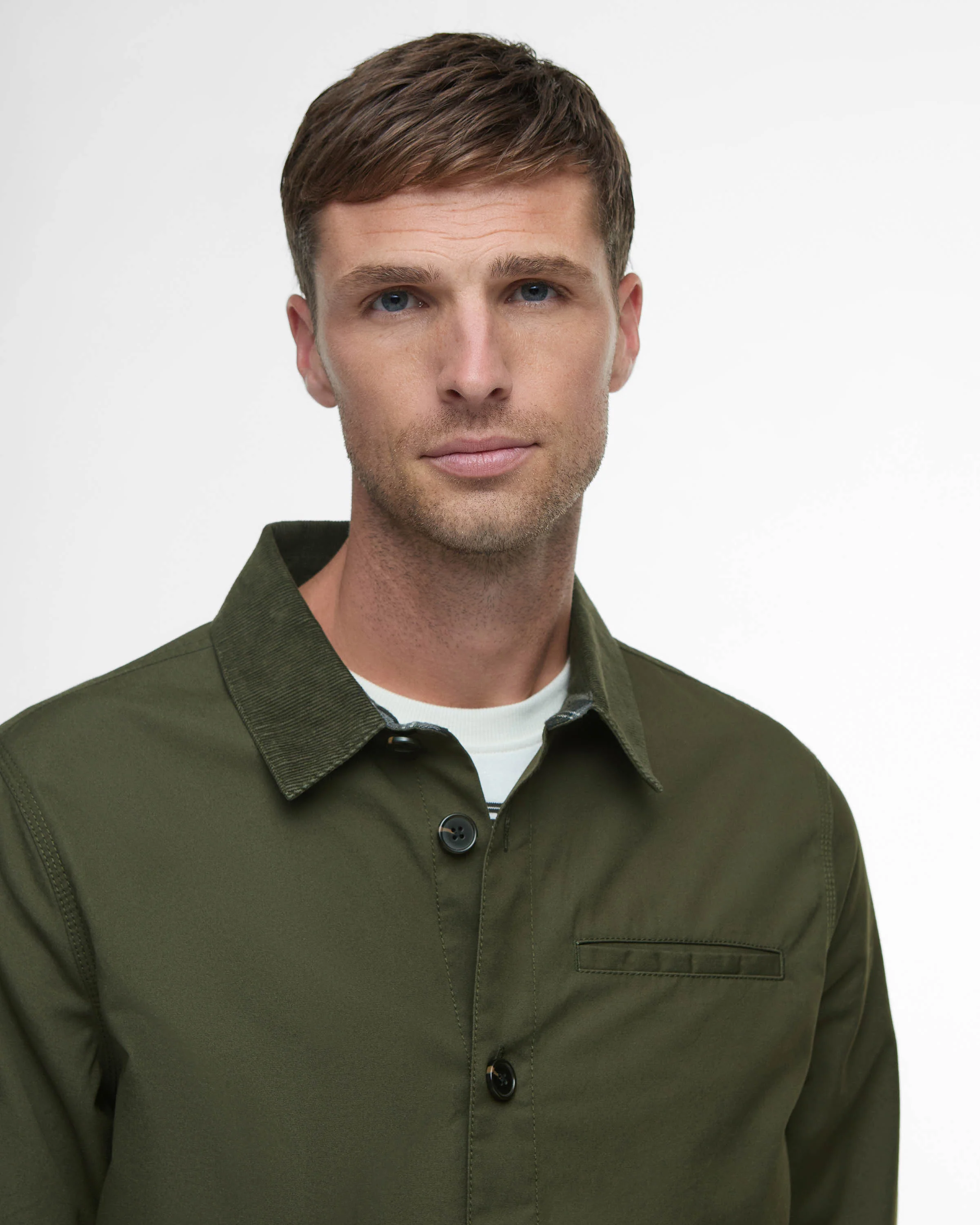 Barbour Cole Mens Tailored Fit Poplin Overshirt - Olive - Image 3
